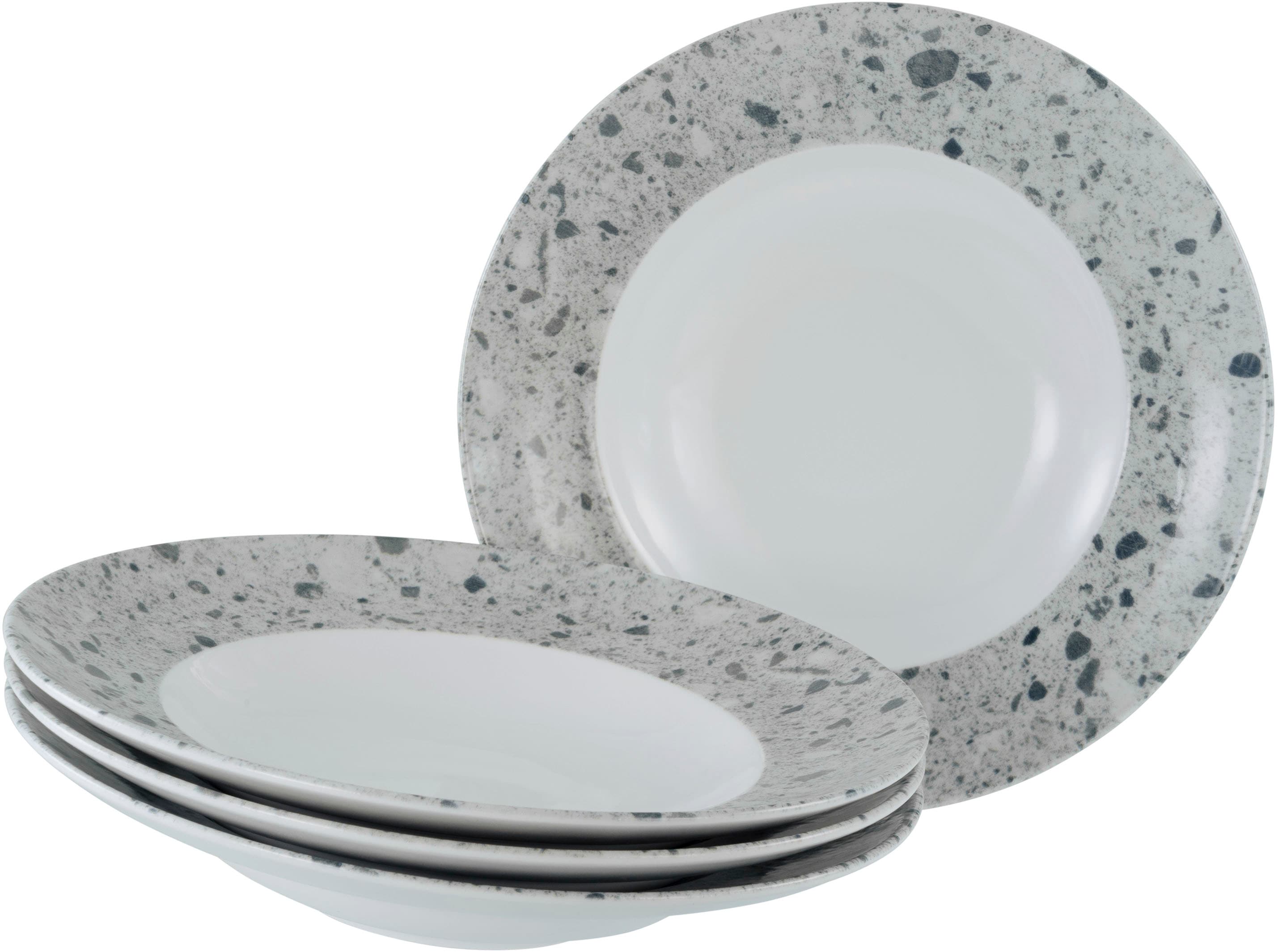 CreaTable Pastateller "Stone Collection Florenz, Teller Set, 4-tlg." Italienische Eleganz, Vielseitig einsetzbar