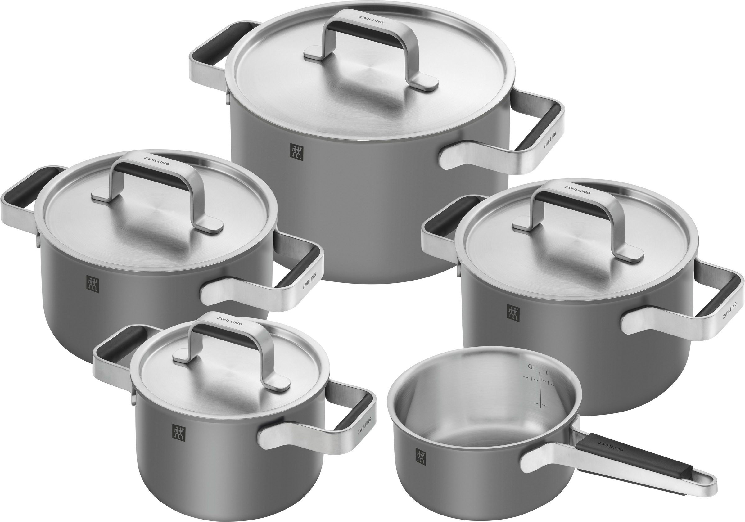 ZWILLING Topf-Set "Pure", grau, Töpfe, Stay-Cool-Griffe, 3-lagige Bodentechnologie