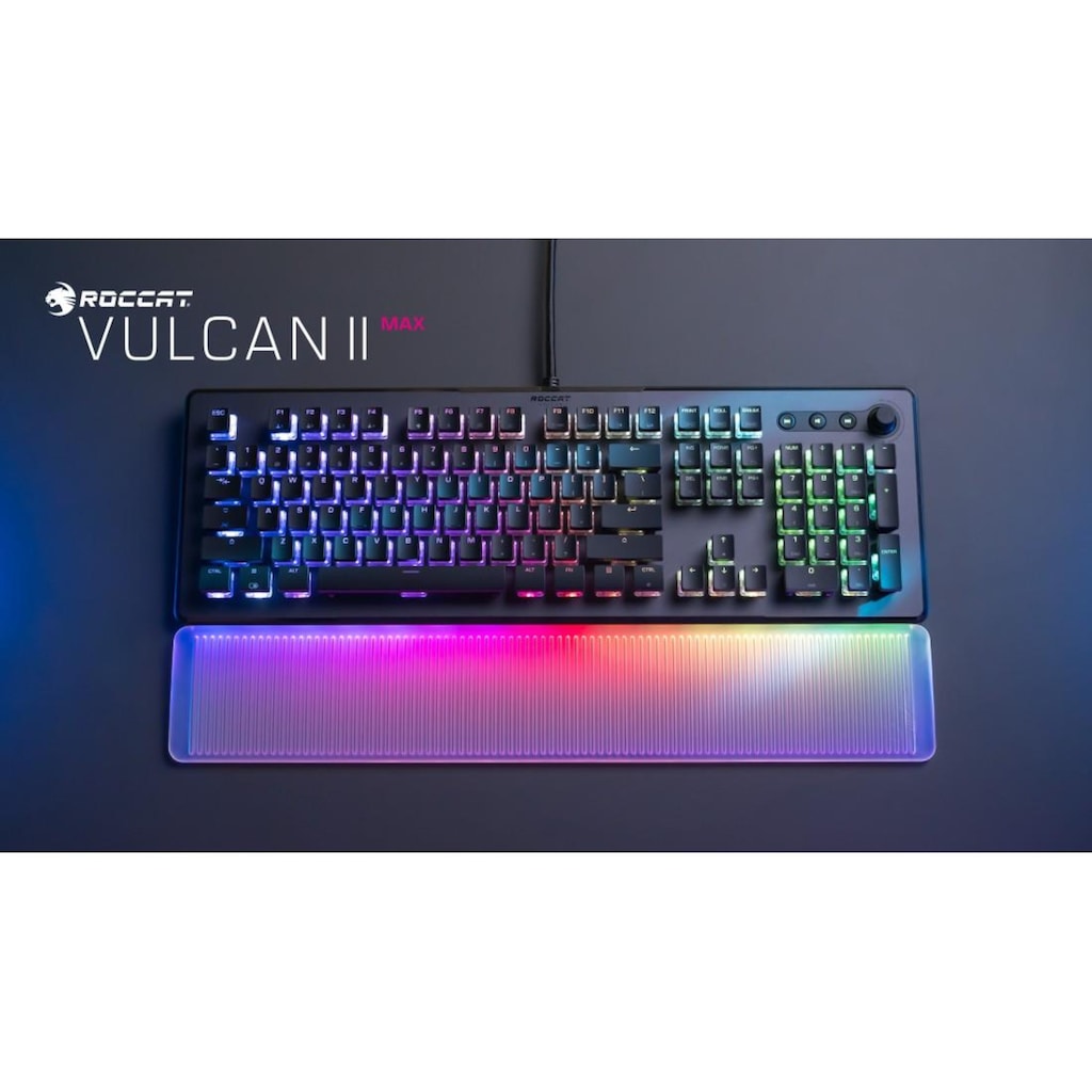 ROCCAT Gaming-Tastatur »Vulcan II Max, mechanisch, lineare Tasten«, (ausklappbare Füße-Funktionstasten-Handgelenkauflage-Lautstärkeregler-Multimedia-Tasten-USB-Anschluss)