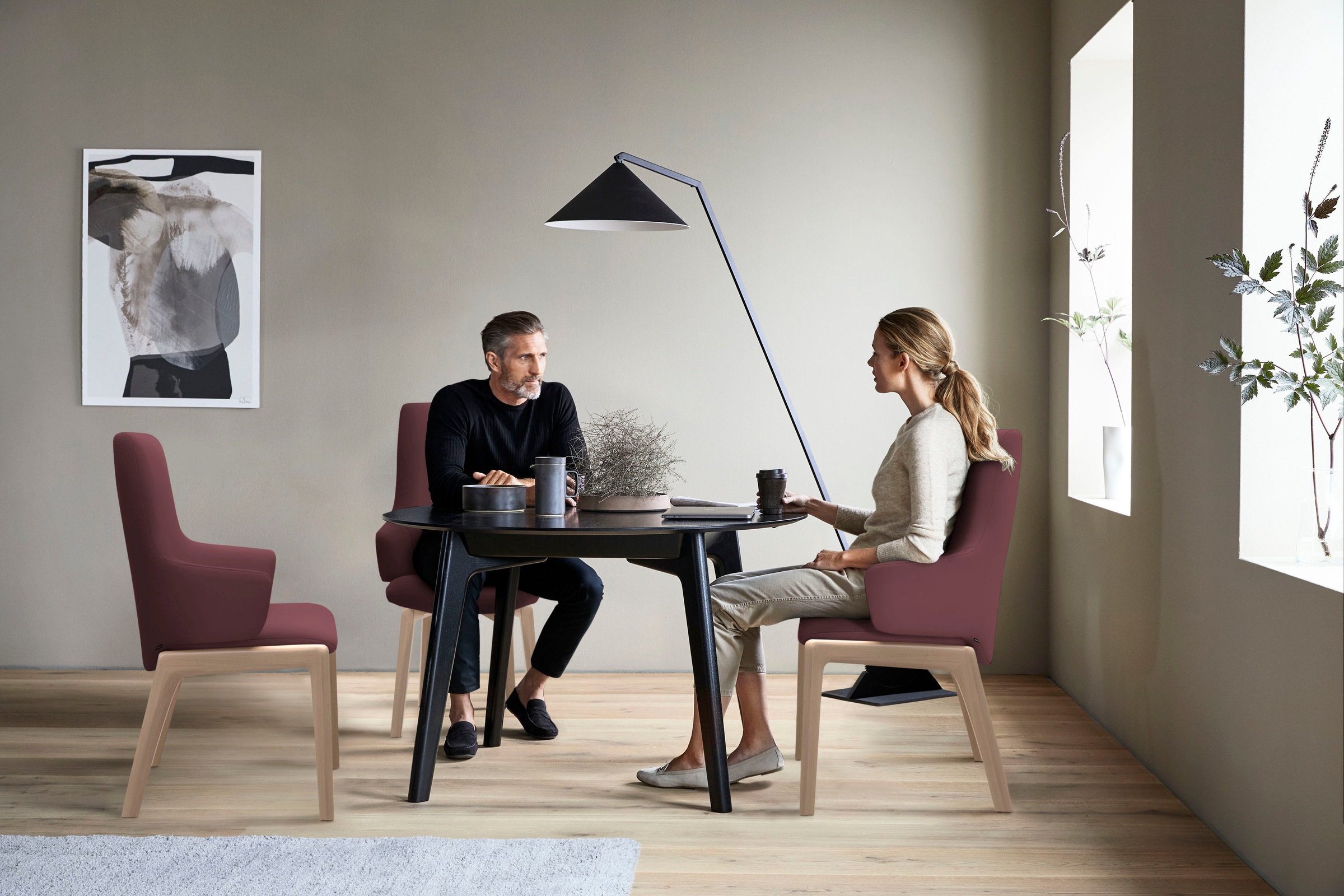 Stressless® Polsterstuhl »Laurel«, Leder BATICK, High Back mit Armlehne, Größe L, mit abgerundeten Beinen in Eiche