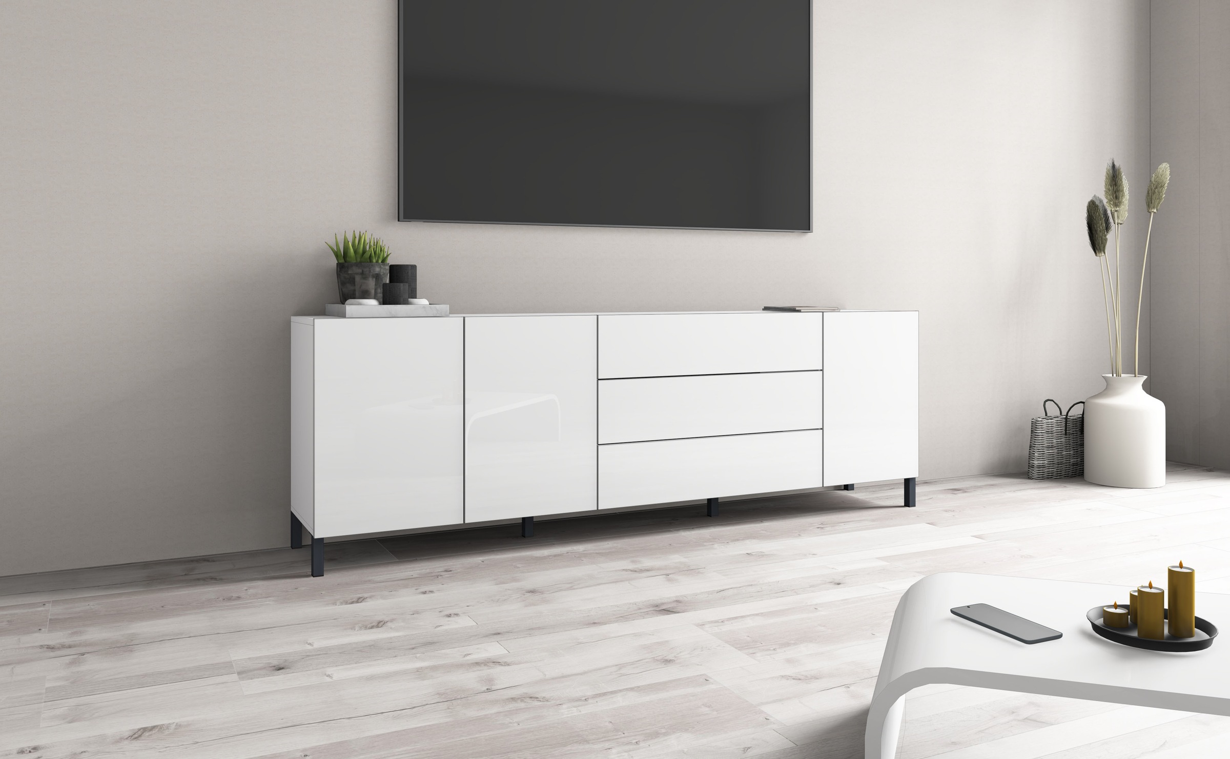 borchardt Möbel Sideboard, Metallfüße, grifflose Optik