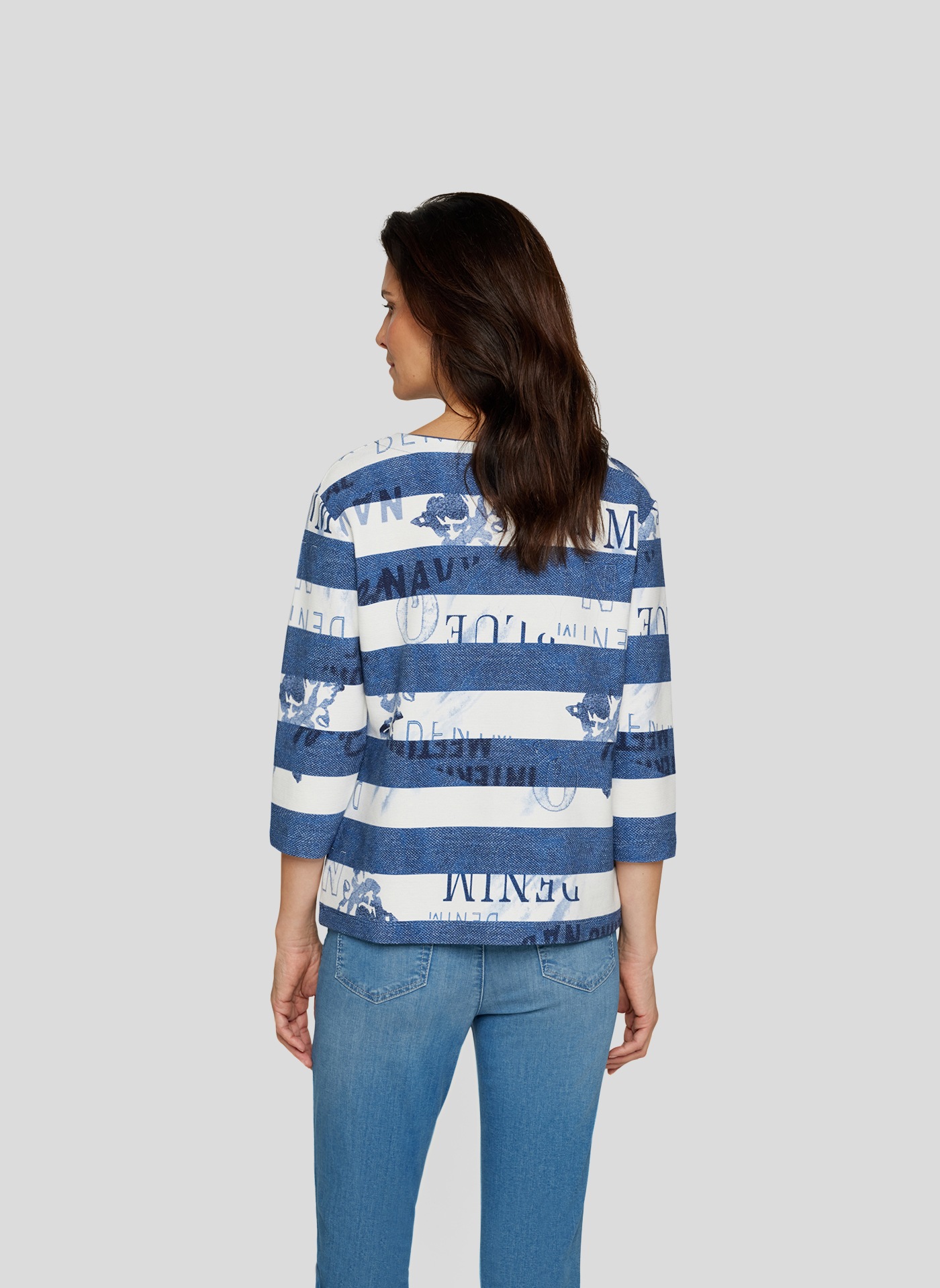Rabe 3/4-Arm-Shirt, mit Streifenmuster und Print