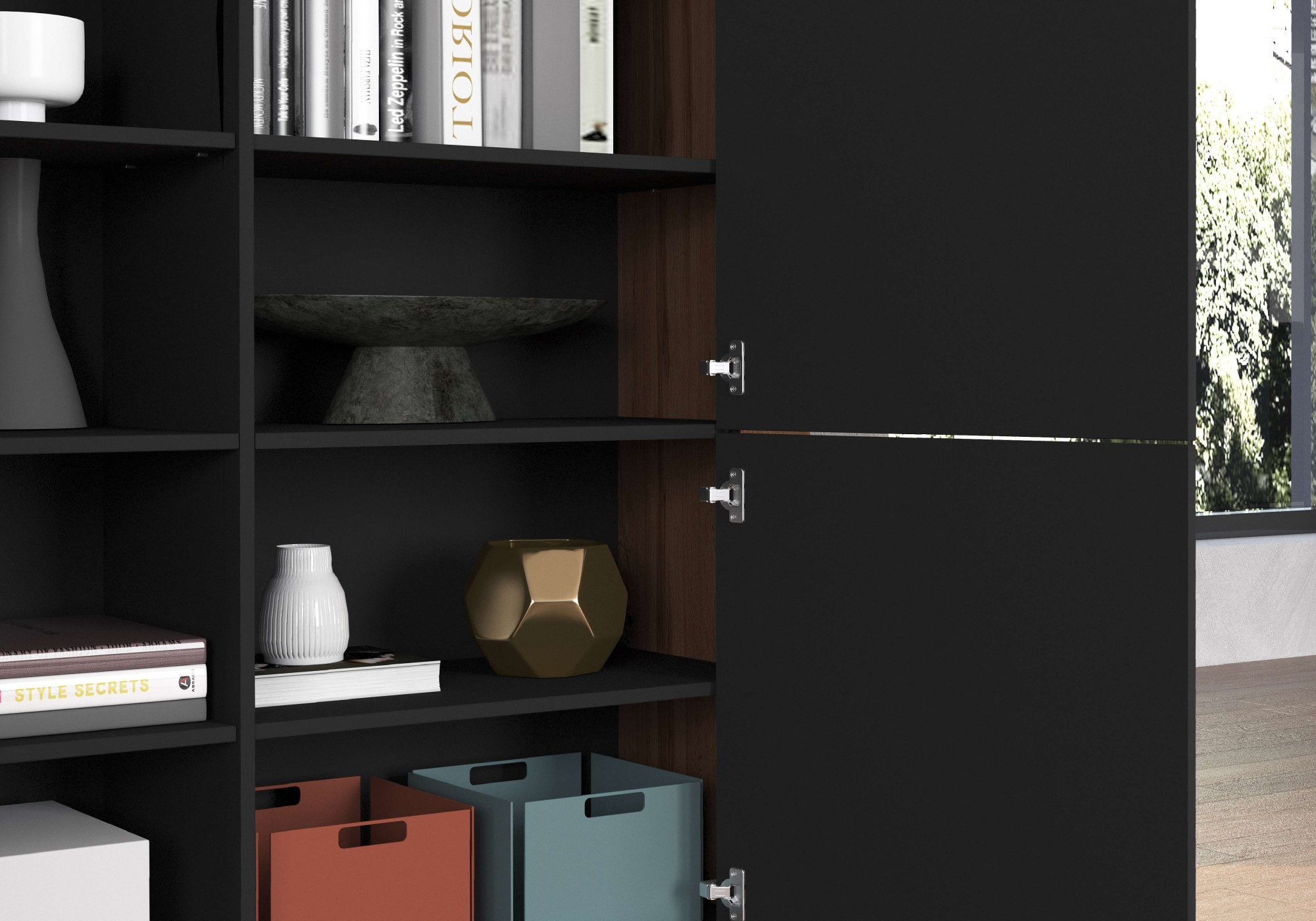INOSIGN Highboard »CHRONOS Breite 140 cm mit 4 Türen und 8 Fächer 'Made in Italy'«, (1 St.), Hohes Sideboard, Kommode, Schrank, Grifflos mit Push to Open