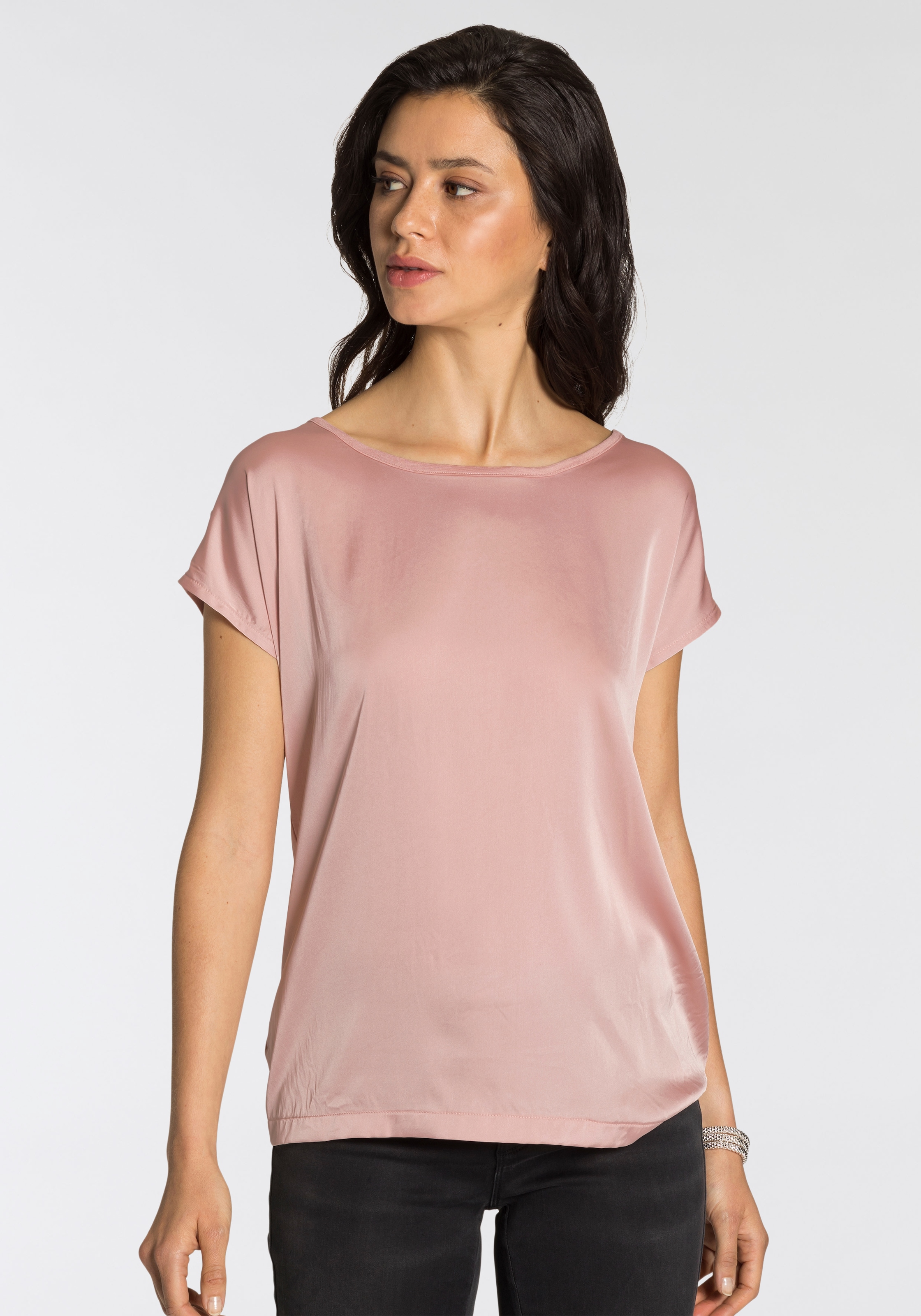 Shirtbluse, aus Satin und Jersey