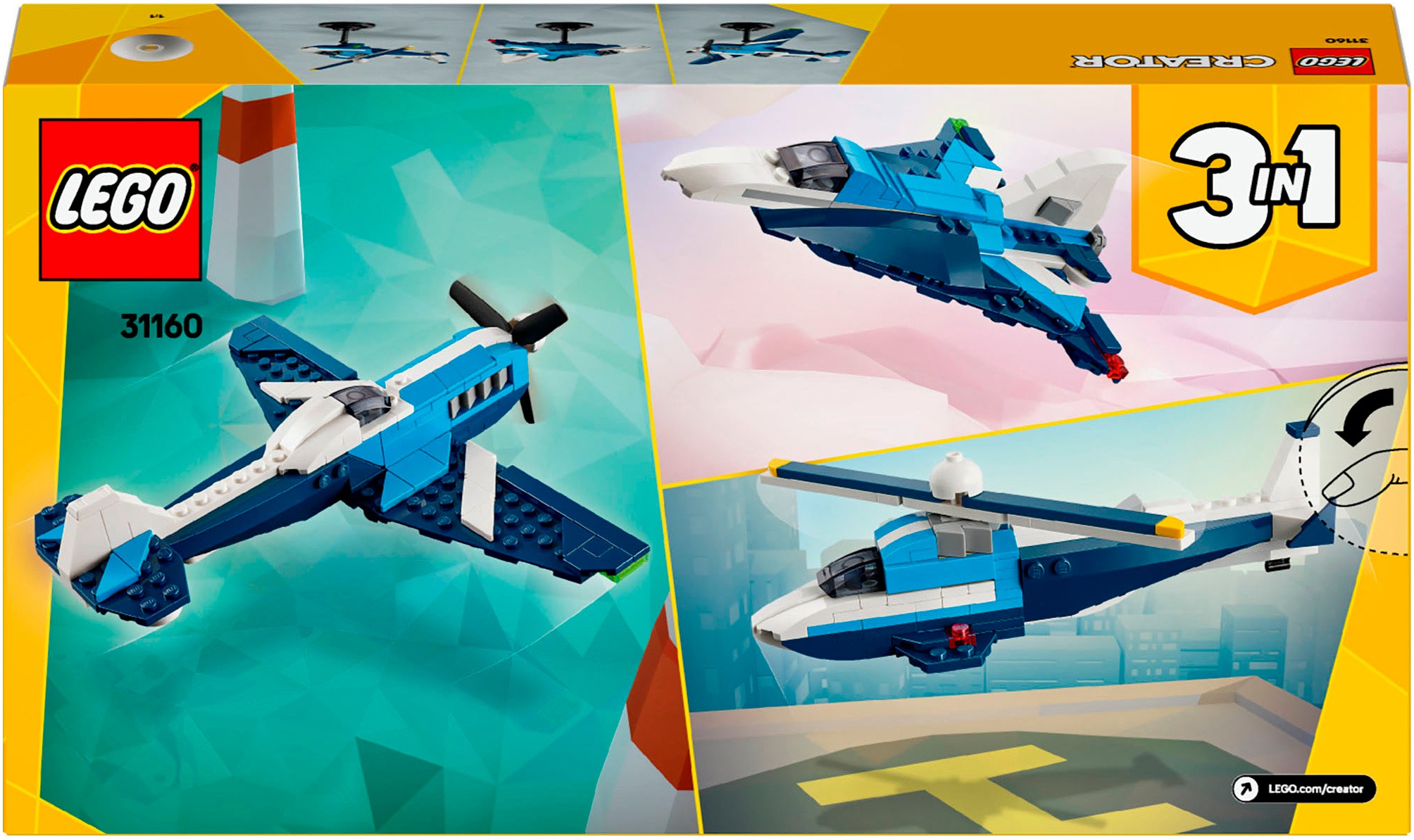 LEGO® Konstruktionsspielsteine »Flieger: Rennflugzeug (31160), LEGO Creator«, (178 St.), Made in Europe