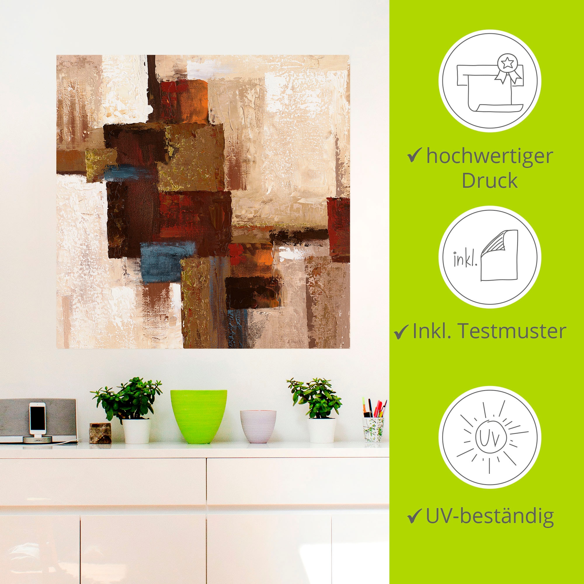 Artland Wandbild »Karos Abstrakt I«, Muster, (1 St.), als Leinwandbild, Wandaufkleber in verschied. Größen