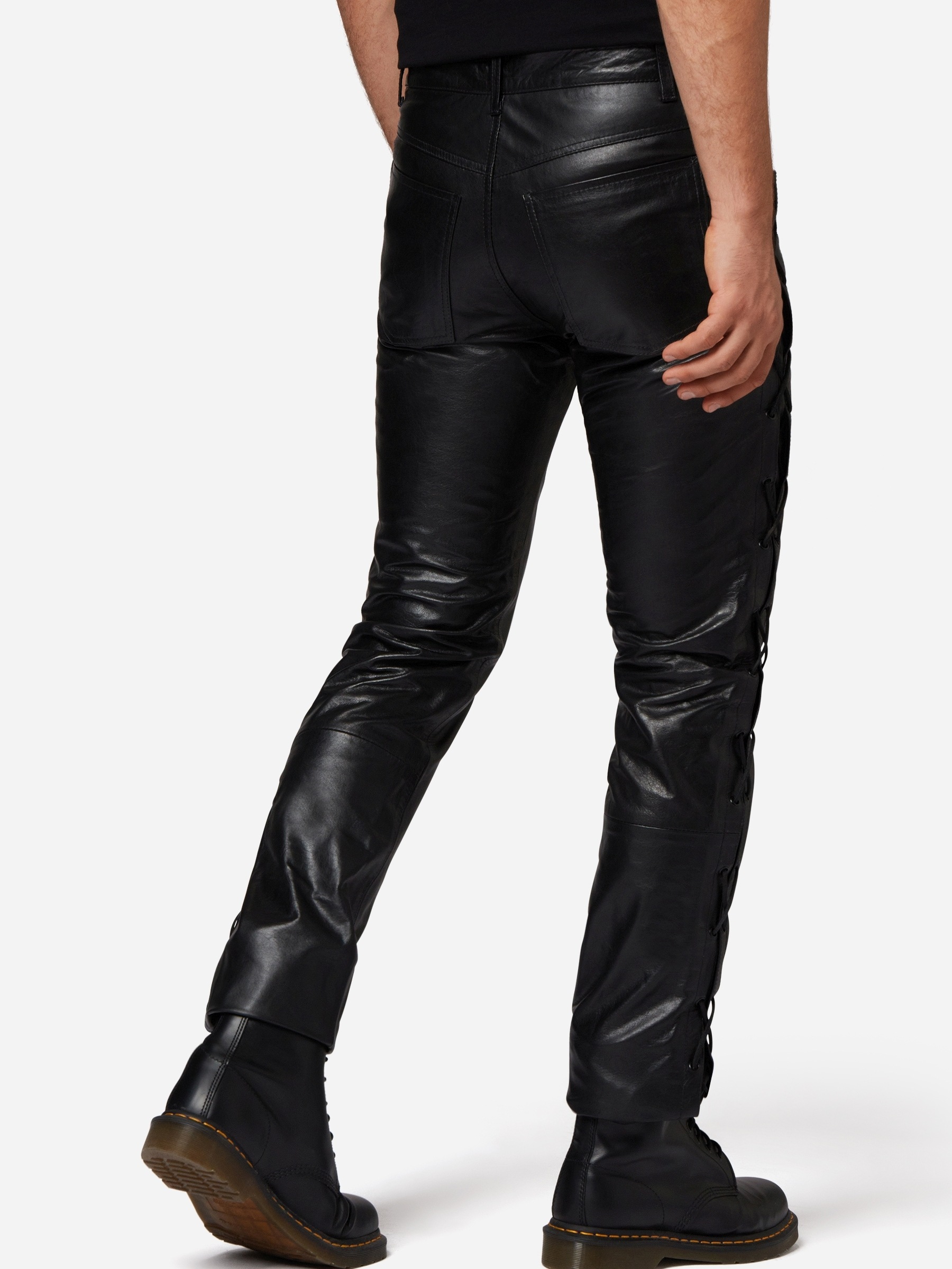RICANO Lederhose »Lederhose S/L Jeans 01 (Büffel Nappa - geschnürt)«  Handgefertigt aus echtem Leder