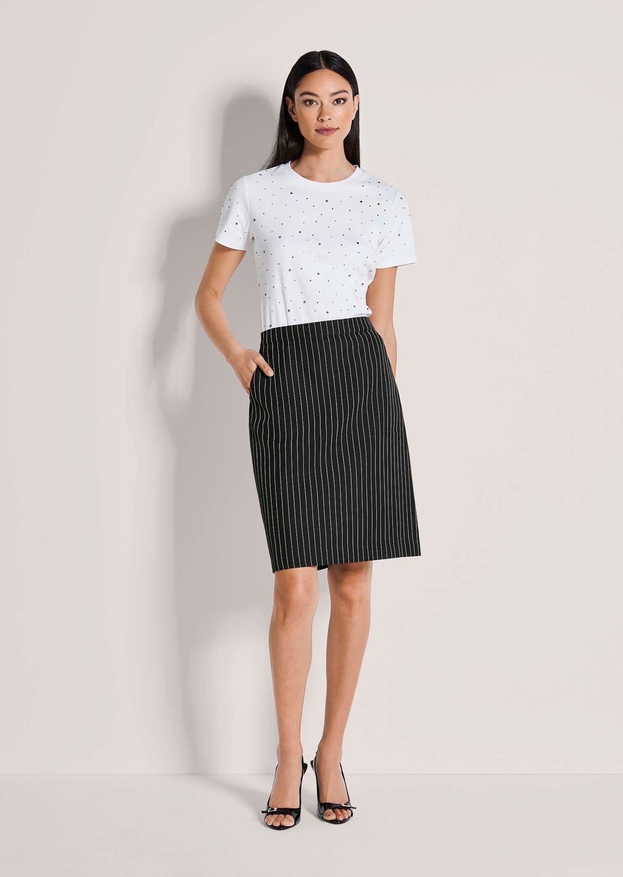 MADELEINE Bleistiftrock "Midirock Bleistiftrock mit Nadelstreifen" Feine Na günstig online kaufen