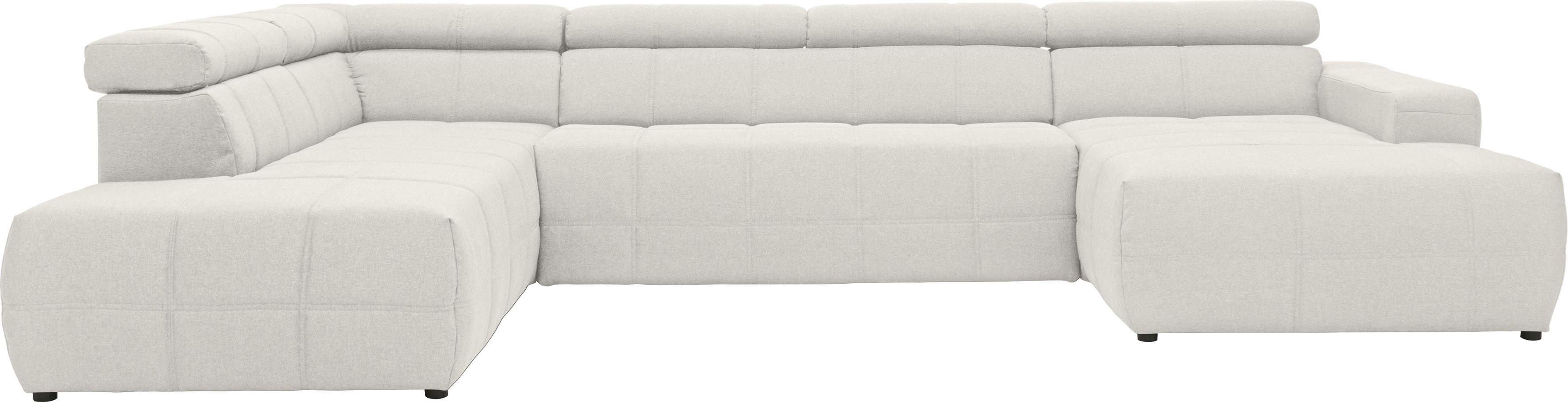 DOMO collection Wohnlandschaft "BRANDON whlw. mit Sitztiefenverstellung, whlw. Nierenkissen" mit Kopfteilverstellung, wahlweise Sitztiefenverstellung, U-Form