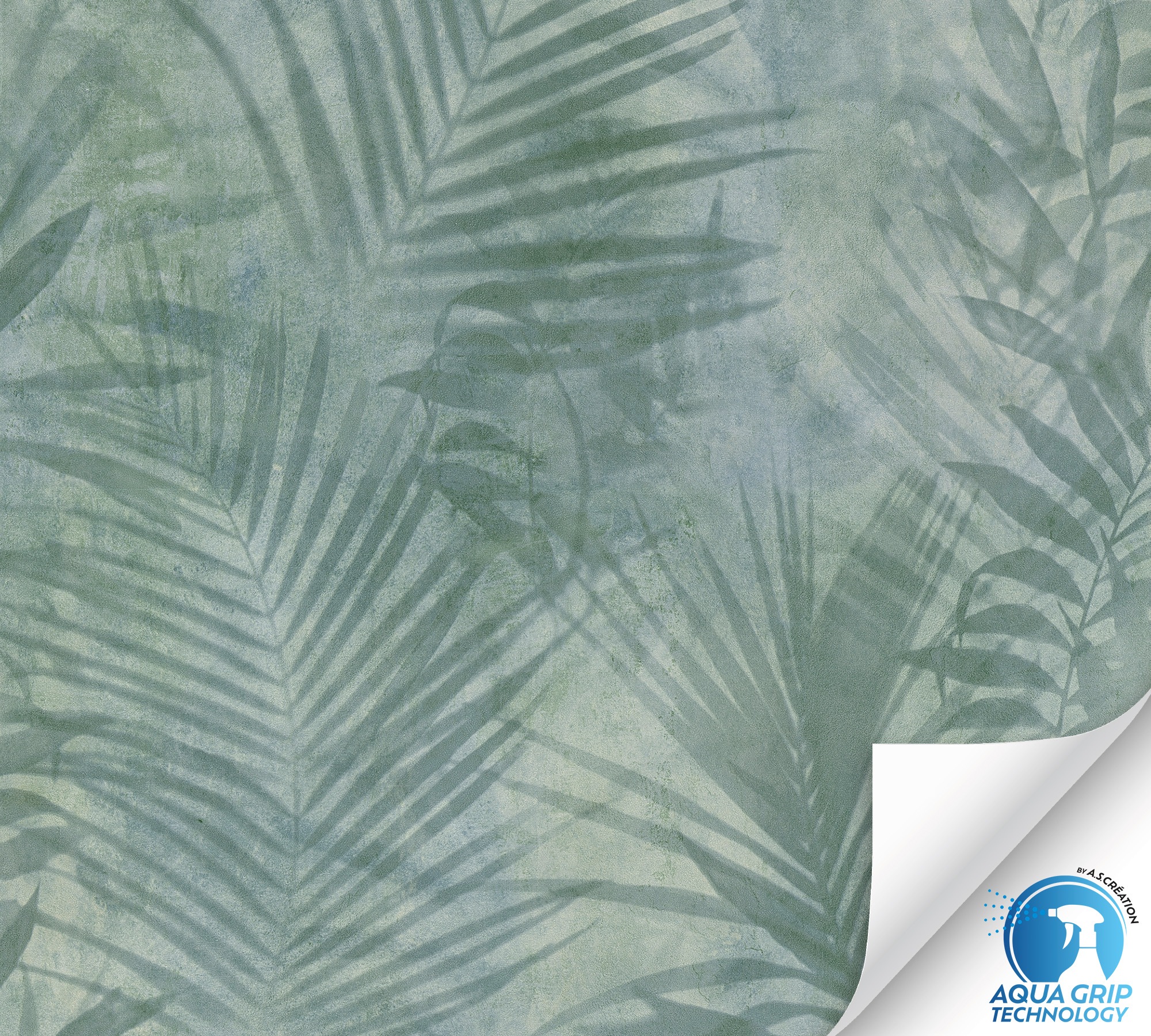 living walls Vliestapete »DesignDrop vorgeleimte Tapete Palmen Mustertapete Grün Blau« matt strukturiert florale Vliestapete vorgekleistert für Schlafzimmer Wohnzimmer Küche