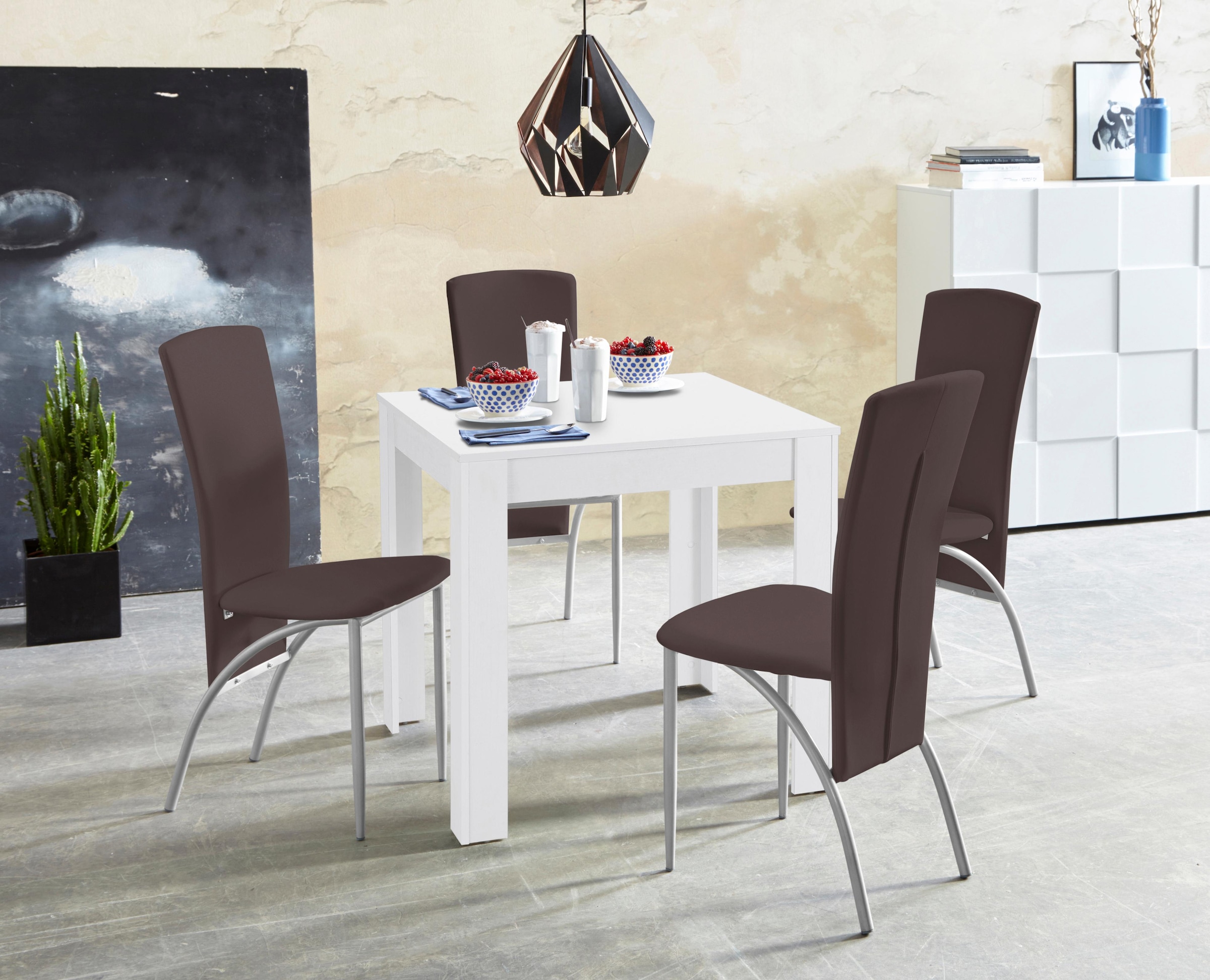 INOSIGN Essgruppe "LynnNico" Set: Esstisch 80 x 80 cm und 4 Stühle mit pfle günstig online kaufen