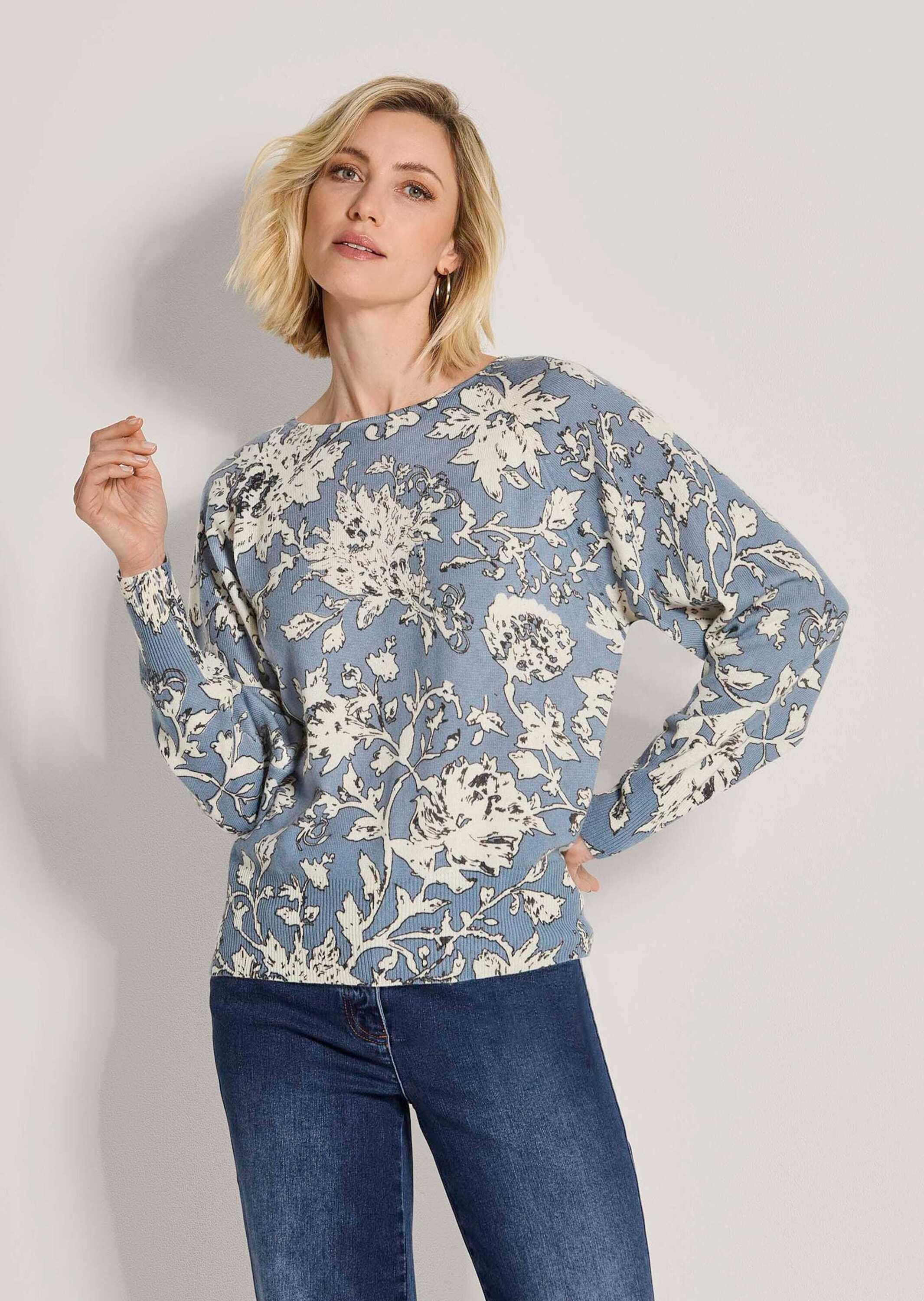 MADELEINE Longpullover »Pullover Kaschmirpullover mit Blütenmuster«
