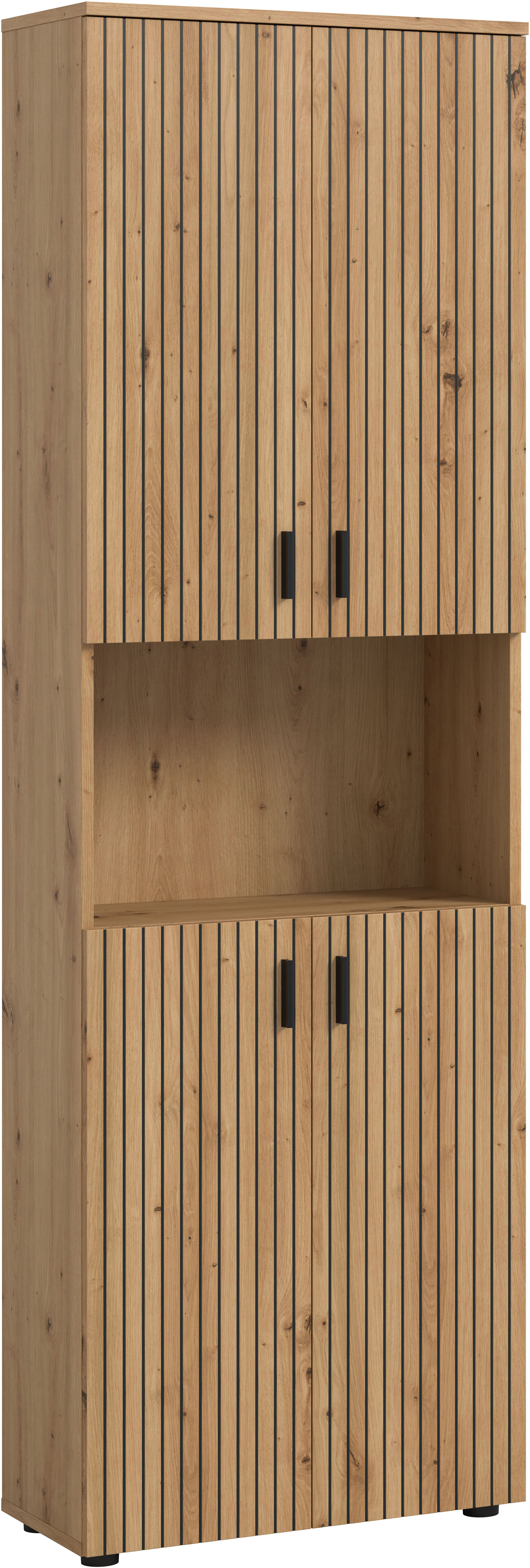 welltime Hochschrank "MANI, Höhe: 192 cm, Paneeloptik, 1 offenes Fach, 8 Fächer" Hochschrank, Bad-Hochschrank, Bad-Schrank, Bad, Badezimmer
