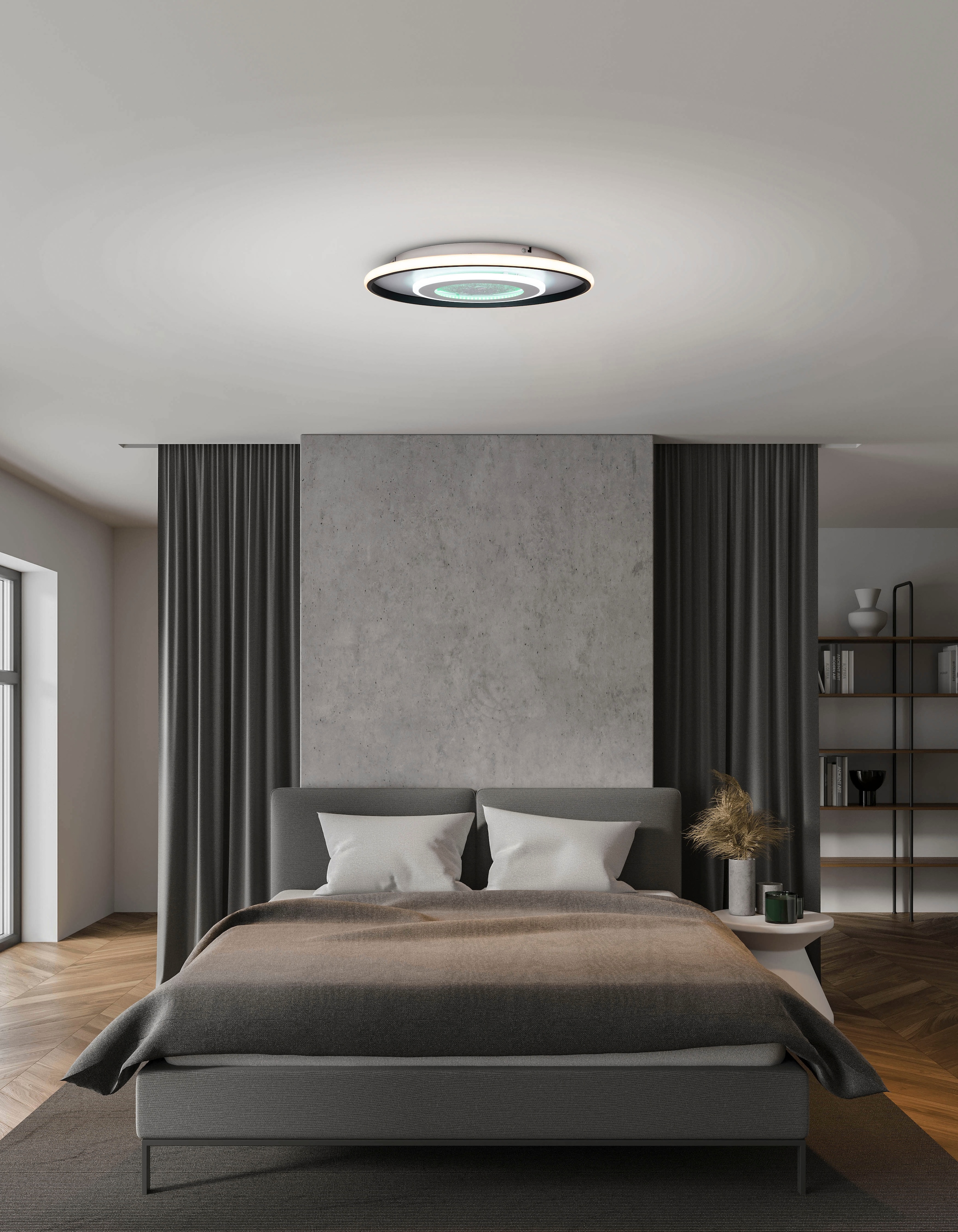 my home LED Deckenleuchte »Lyra«, 1 flammig, Leuchtmittel LED-Board | LED fest integriert, Mond (Mondstruktur), inkl. CCT, RGB Memory, Nachtlicht, Fernbedienung