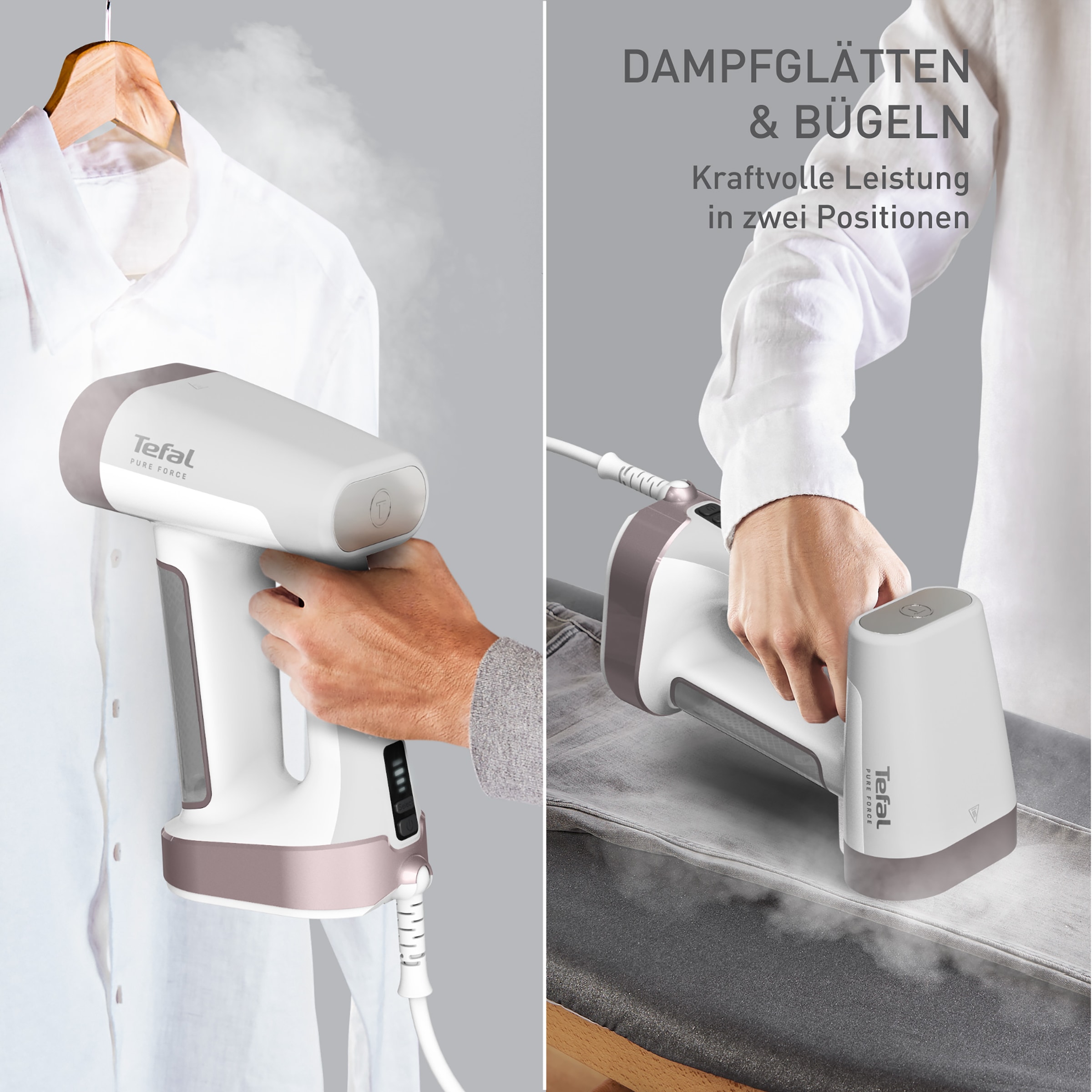 Tefal Dampfbürste »DT8720 Pure Force 2-in-1«, 1800 W, vertikal Dampfen, horizontal Bügeln, 12 Minuten Autonomie