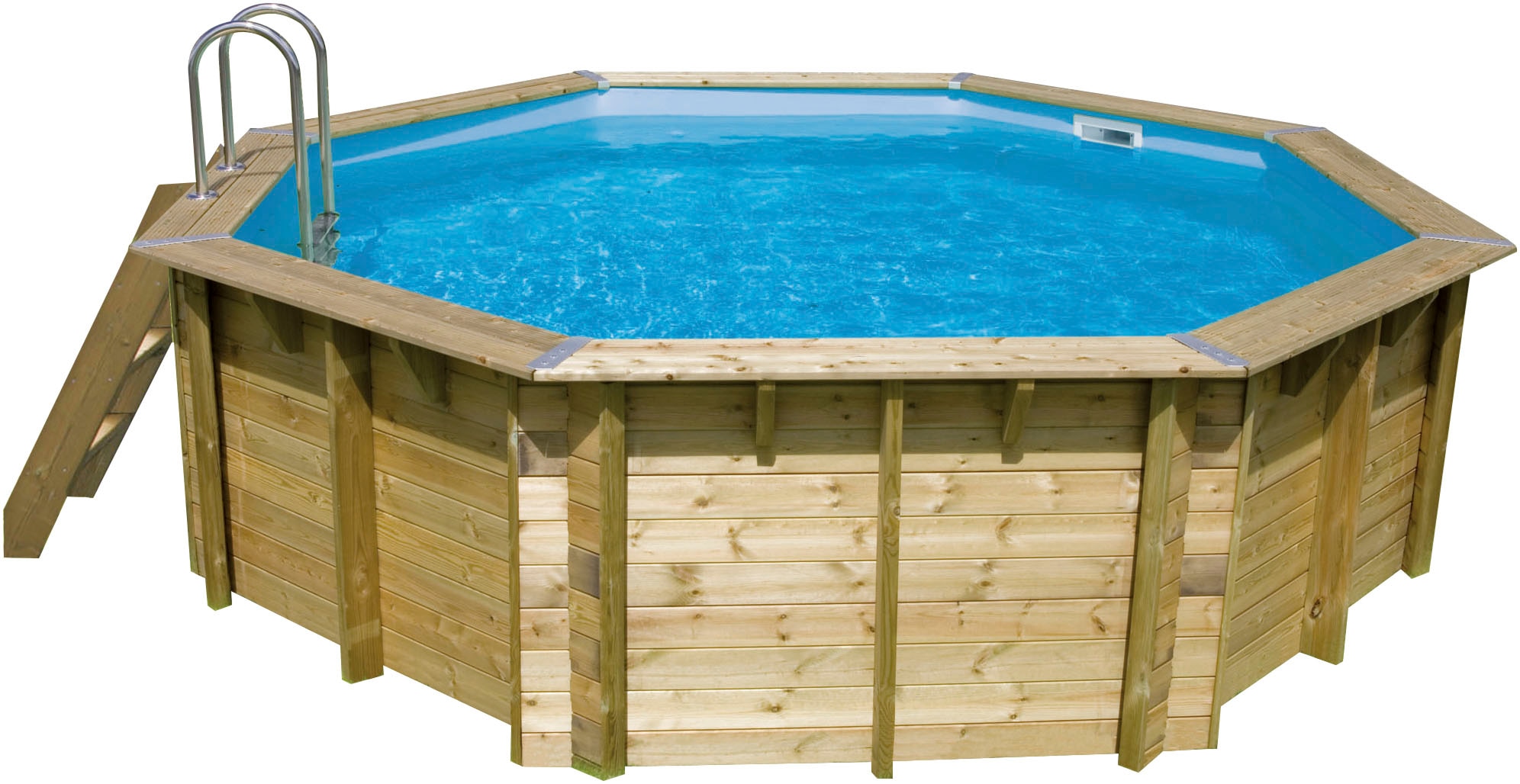 Achteckpool »Ocea 430«, (Komplett-Set, 11 tlg.), ø 430 x 120 cm, Holzpool komplett mit...