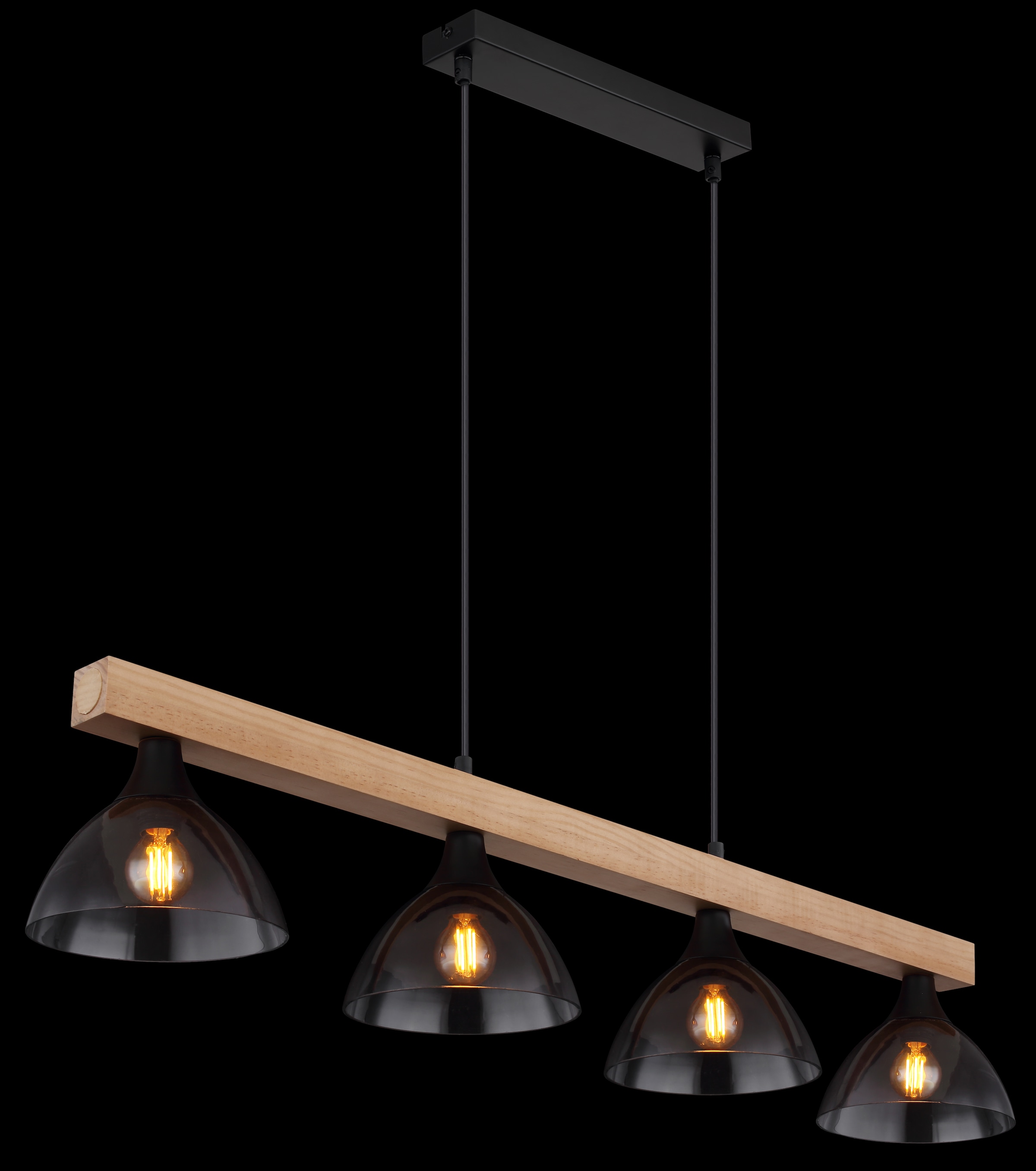 GLOBO LIGHTING Hängeleuchte »LINDI« E14 1 Stk. Hängeleuchte für Esszimmer Holz & Rauchglas