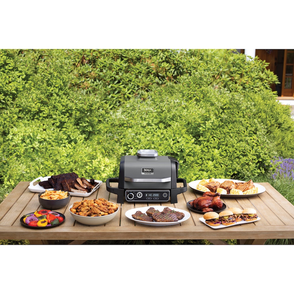 NINJA Tischgrill »Ninja Woodfire OG701«, 2400 W, Elektrischer Outdoor Grill