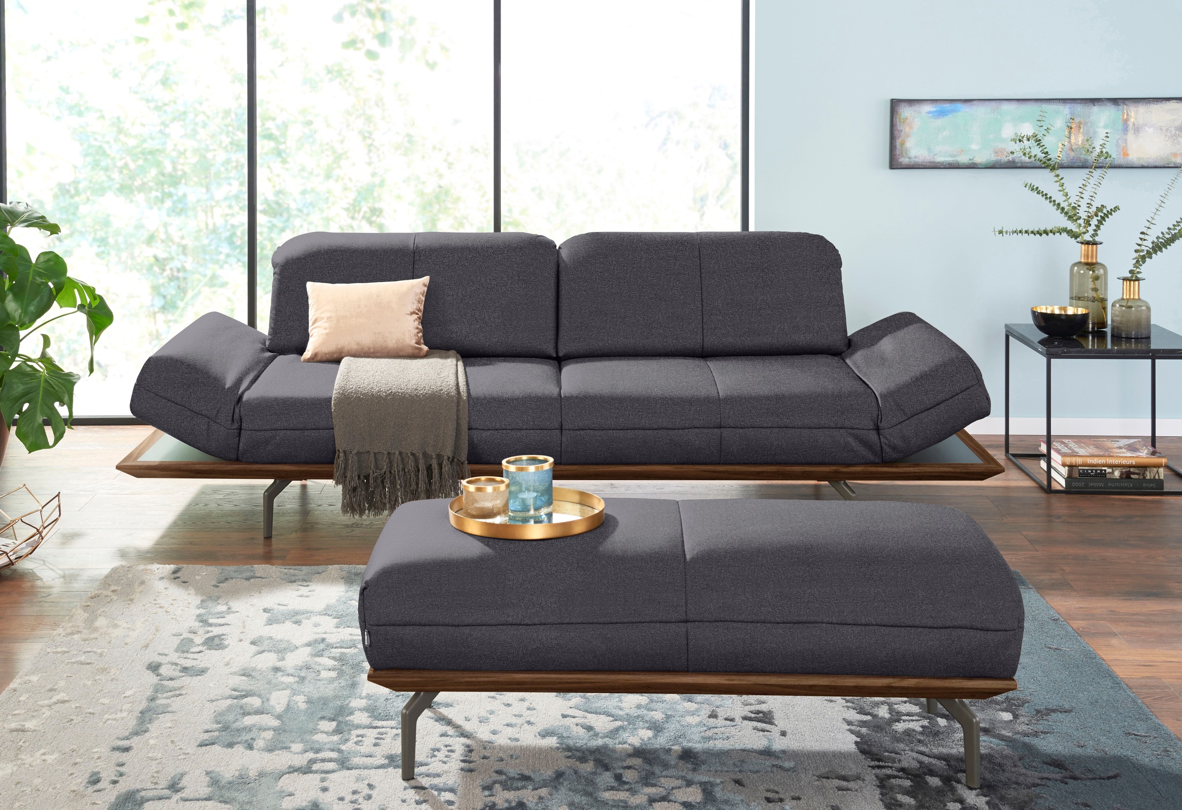 Creation BY ROLF BENZ 4-Sitzer »CR.420, Designsofa, Loungesofa«, in 2 Qualitäten, Holzrahmen in Eiche Natur oder Nußbaum, Breite 252 cm