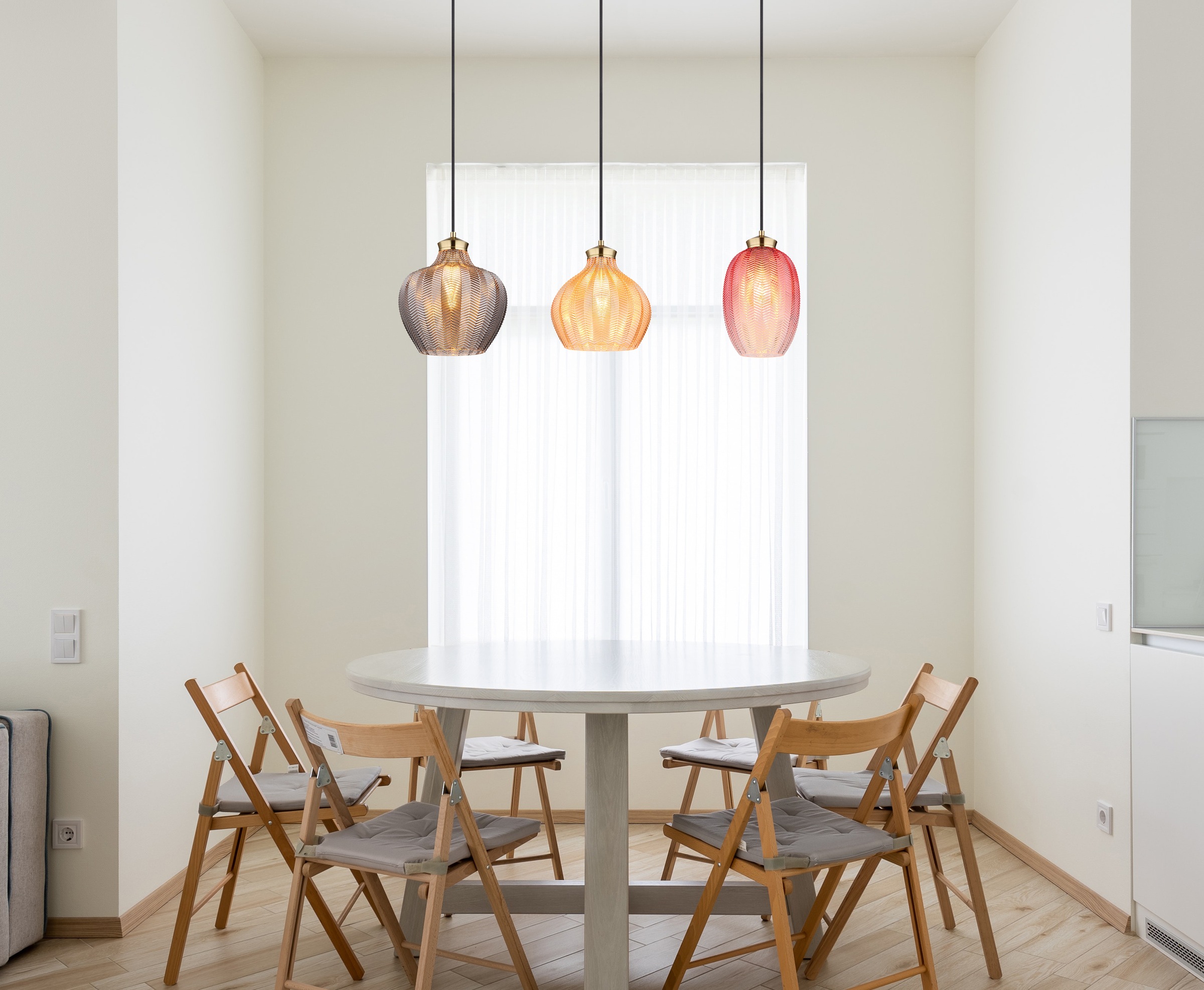 GLOBO LIGHTING Hängeleuchte »JESSICA« E27 1 Stk. Hängeleuchte Gold matt, Rauch/Amber/Brombeer, höhenkürzbar, E27