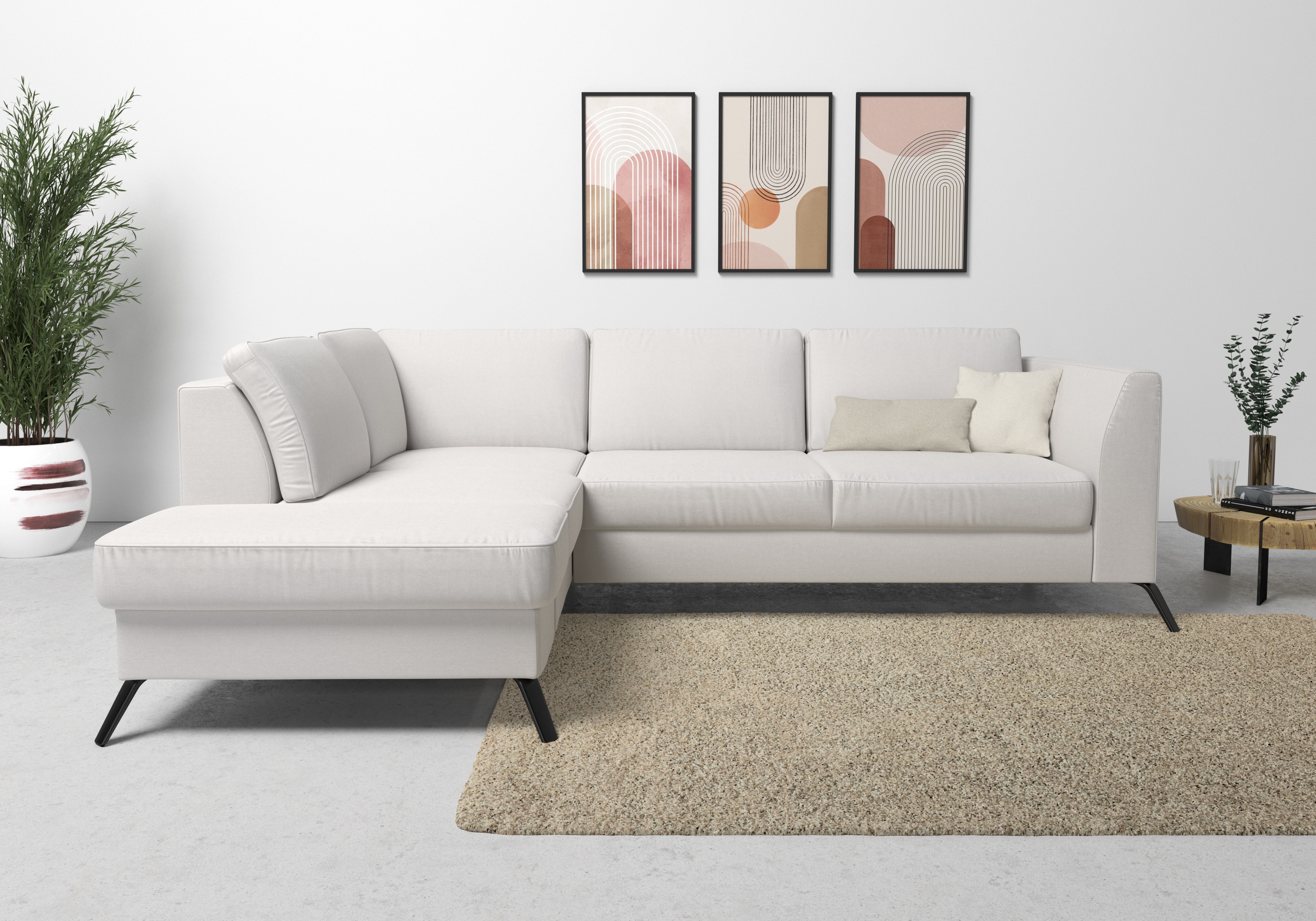 sit&more Ecksofa "Olsen L-Form" inklusive Sitztiefenverstellung, optional Schlaffunktion, 15cm hoch