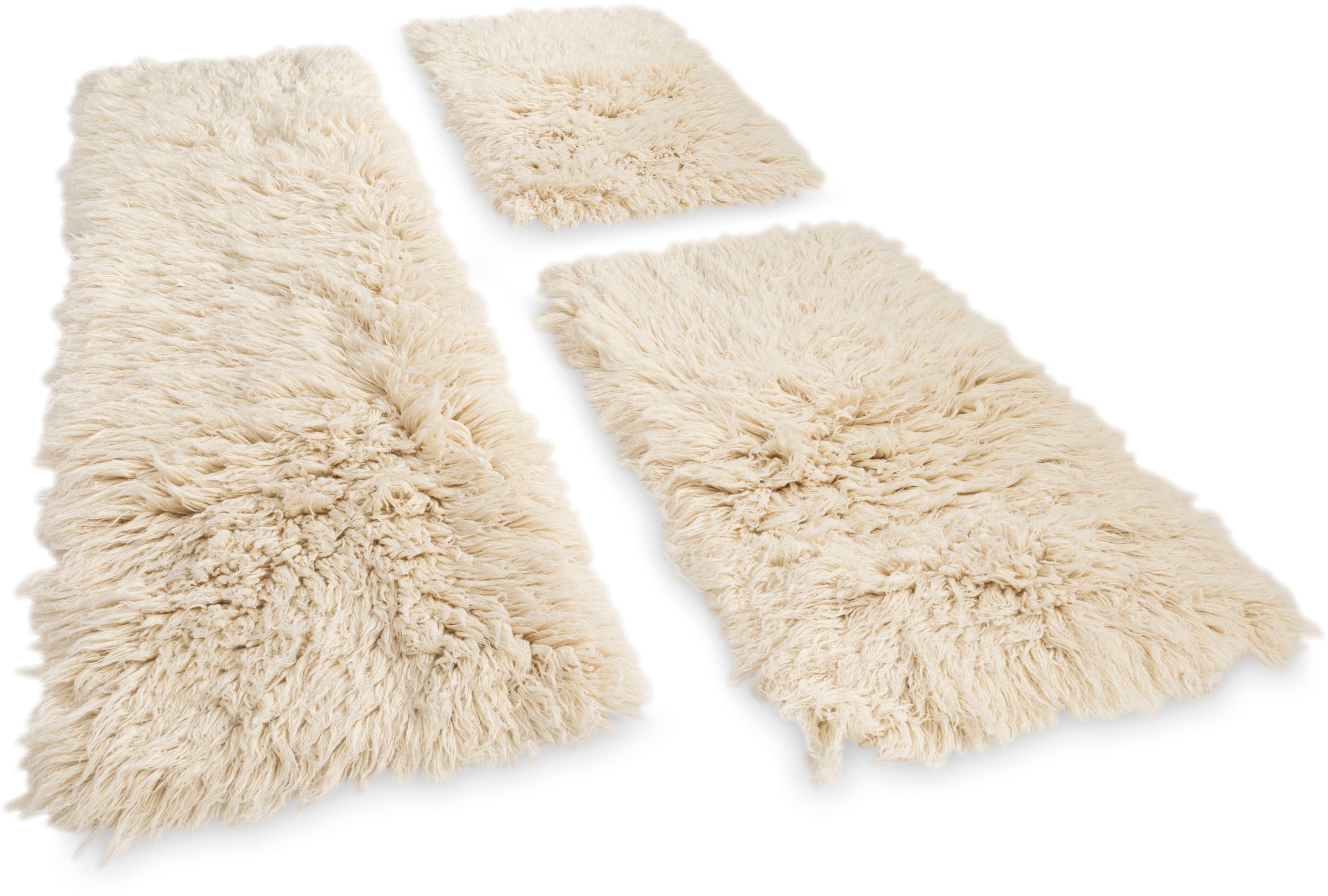 THEKO Bettumrandung "Flokati XXL" Höhe 10 mm 3 Stk. tlg. original griechischer Flokati, Läufer-Set für das Schlafzimmer