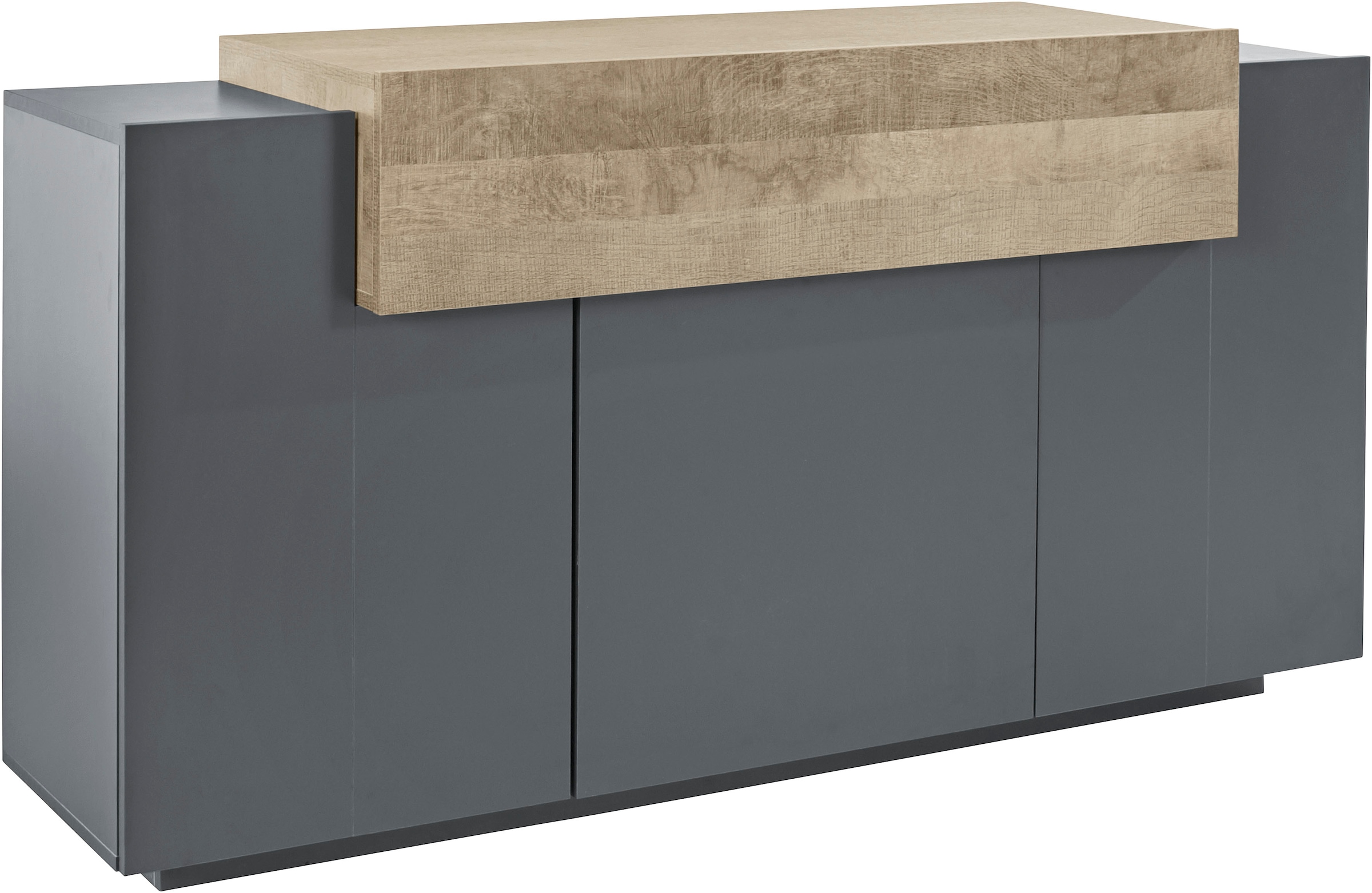 INOSIGN Sideboard »Coro, Kommode, Schrank, Kredenz, grifflos mit Einlegeböden«, mit 1 klappe, 3 Türen, Doppeltiefe B/T/H 160x45x85,6cm