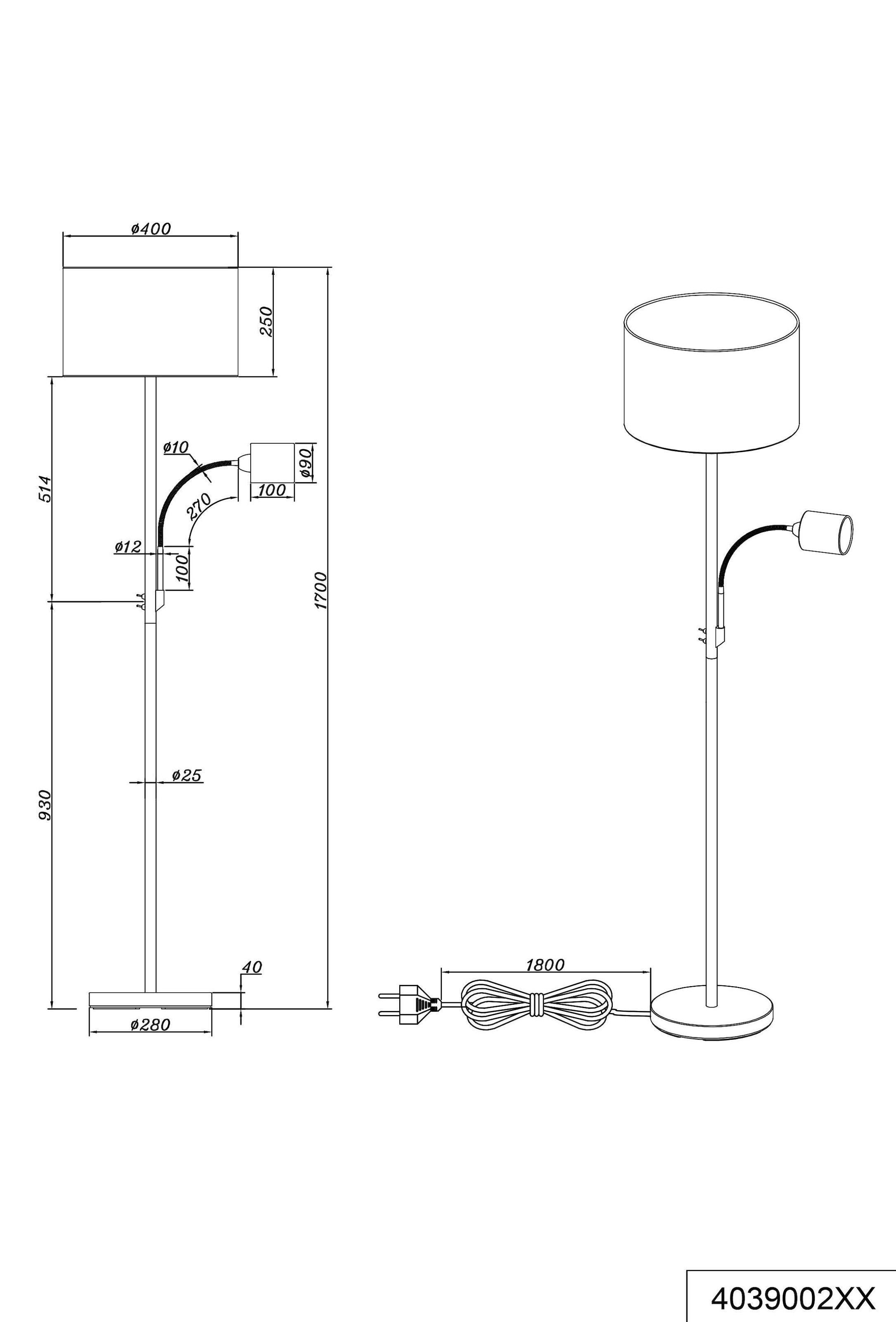 TRIO Leuchten Stehlampe »Hotel« E14 | E27 mit flexibel einstellbarer Leseleuchte, getrennt schaltbar