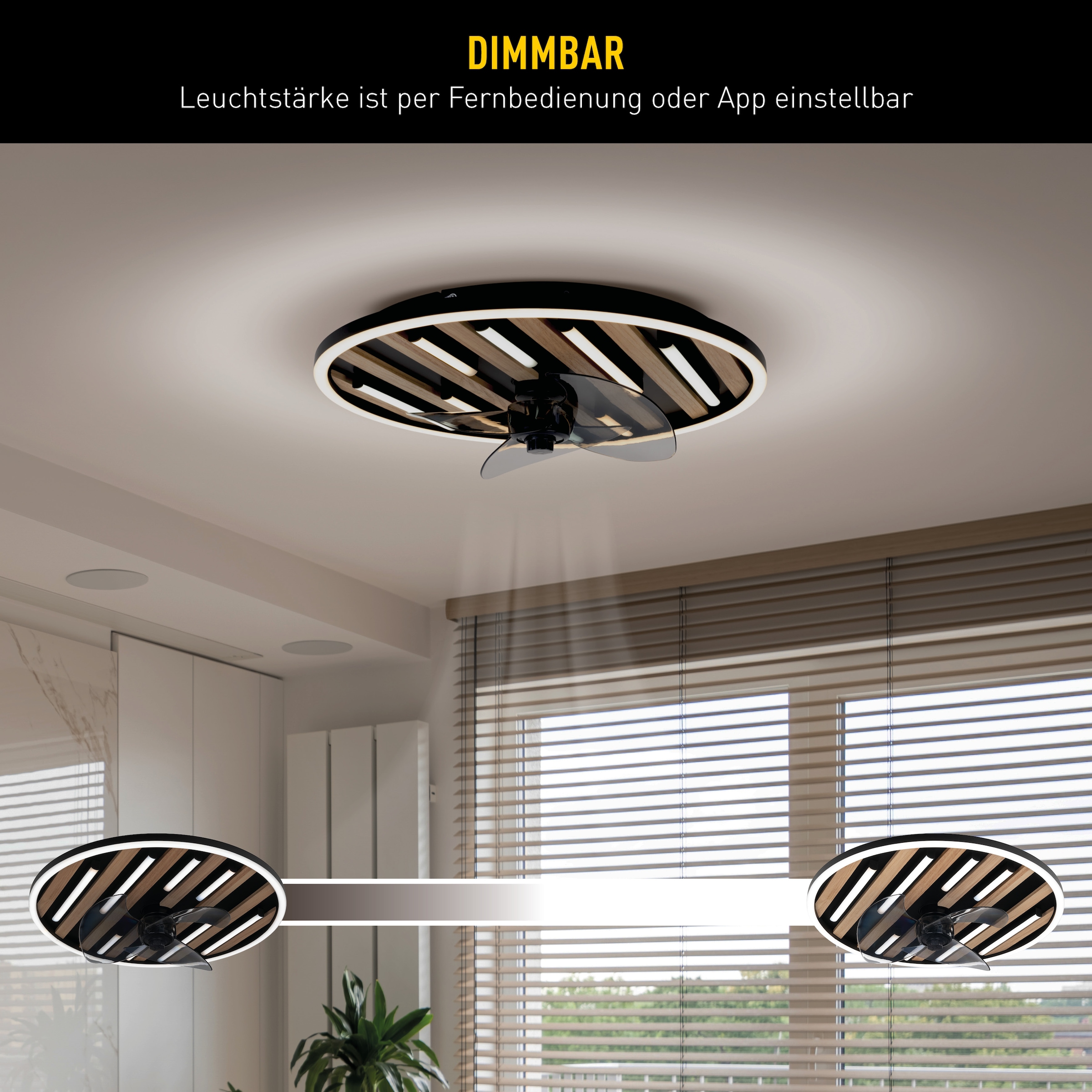OTTO home LED Deckenleuchte »Deckenventilator Vollo« LED-Modul 1 Stk. warmweiß - kaltweiß inkl. Ventilator, dimmbar, CCT, Memory, Nachtlicht, Timer, IR-Fernbed.