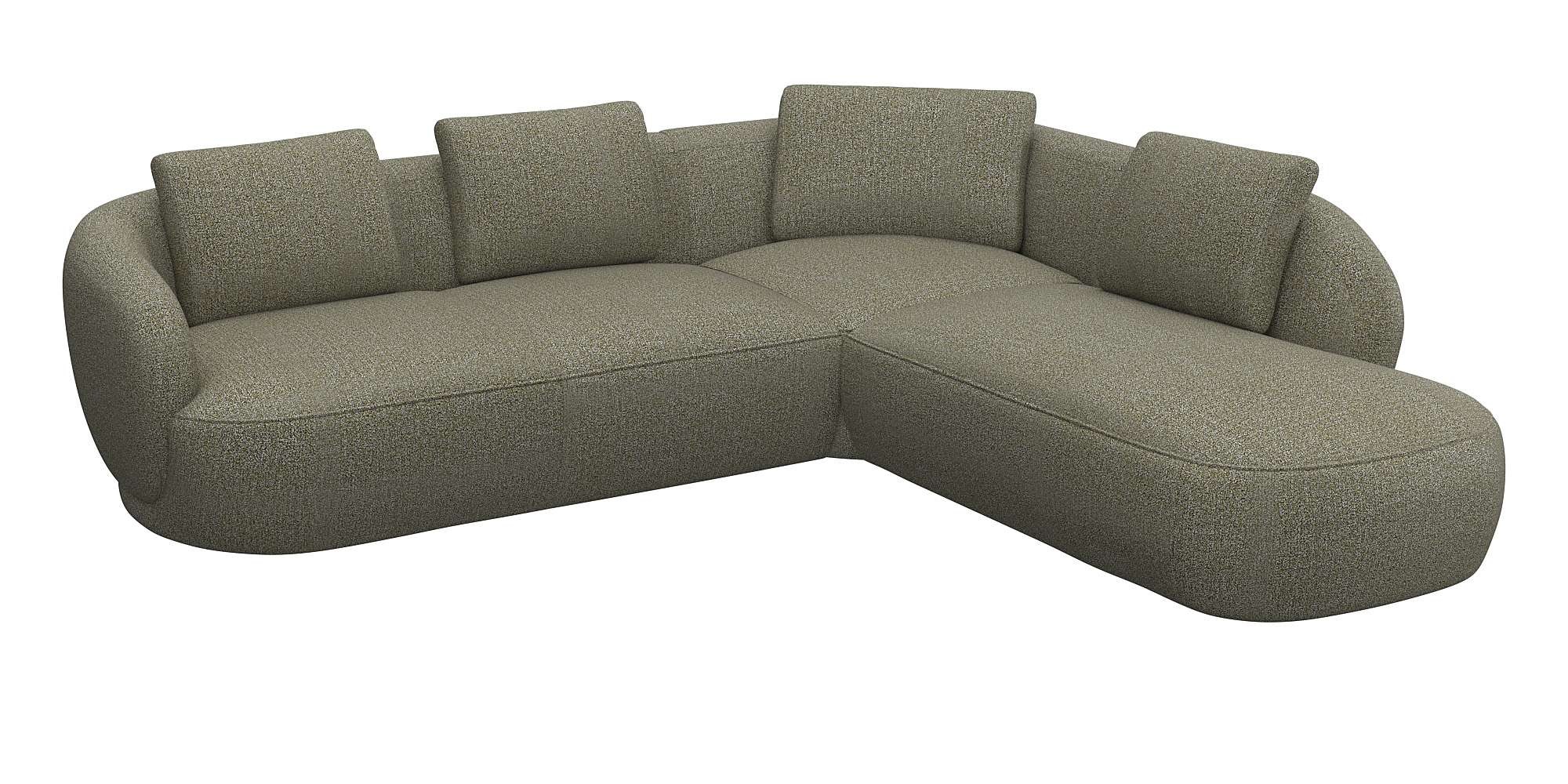 FLEXLUX Ecksofa "Torino, rund, L-Form, Sofa-Ecke mit Ottomane", Modernes, o günstig online kaufen