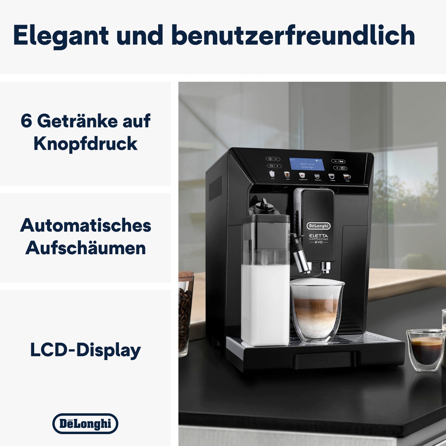 DeLonghi Kaffeevollautomat "Eletta Evo ECAM46.860.B - Espresso, (Long) Coff günstig online kaufen