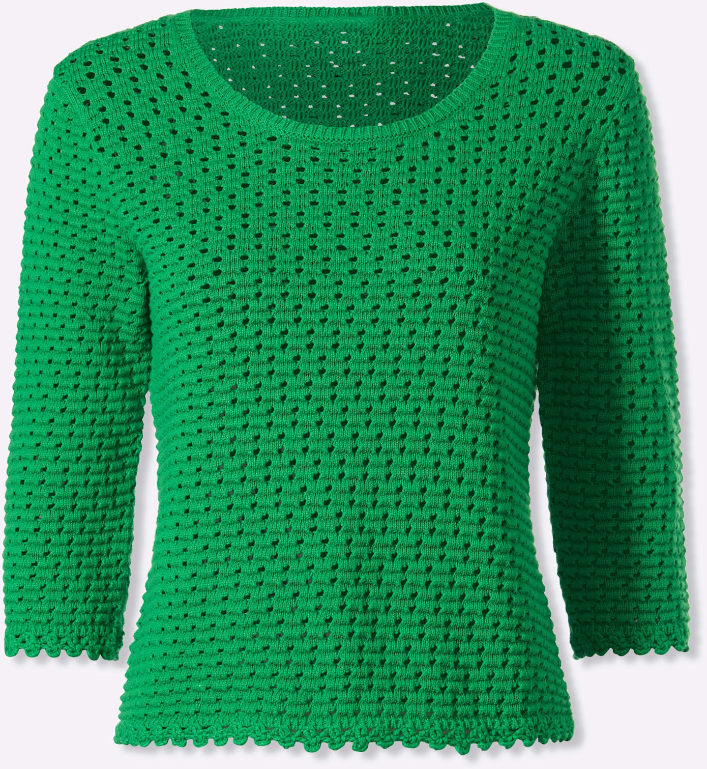 Ajourpullover HEINE "Pullover", Damen, Gr. 44, grasgrün, 100% Baumwolle, unifarben, Pullover 3