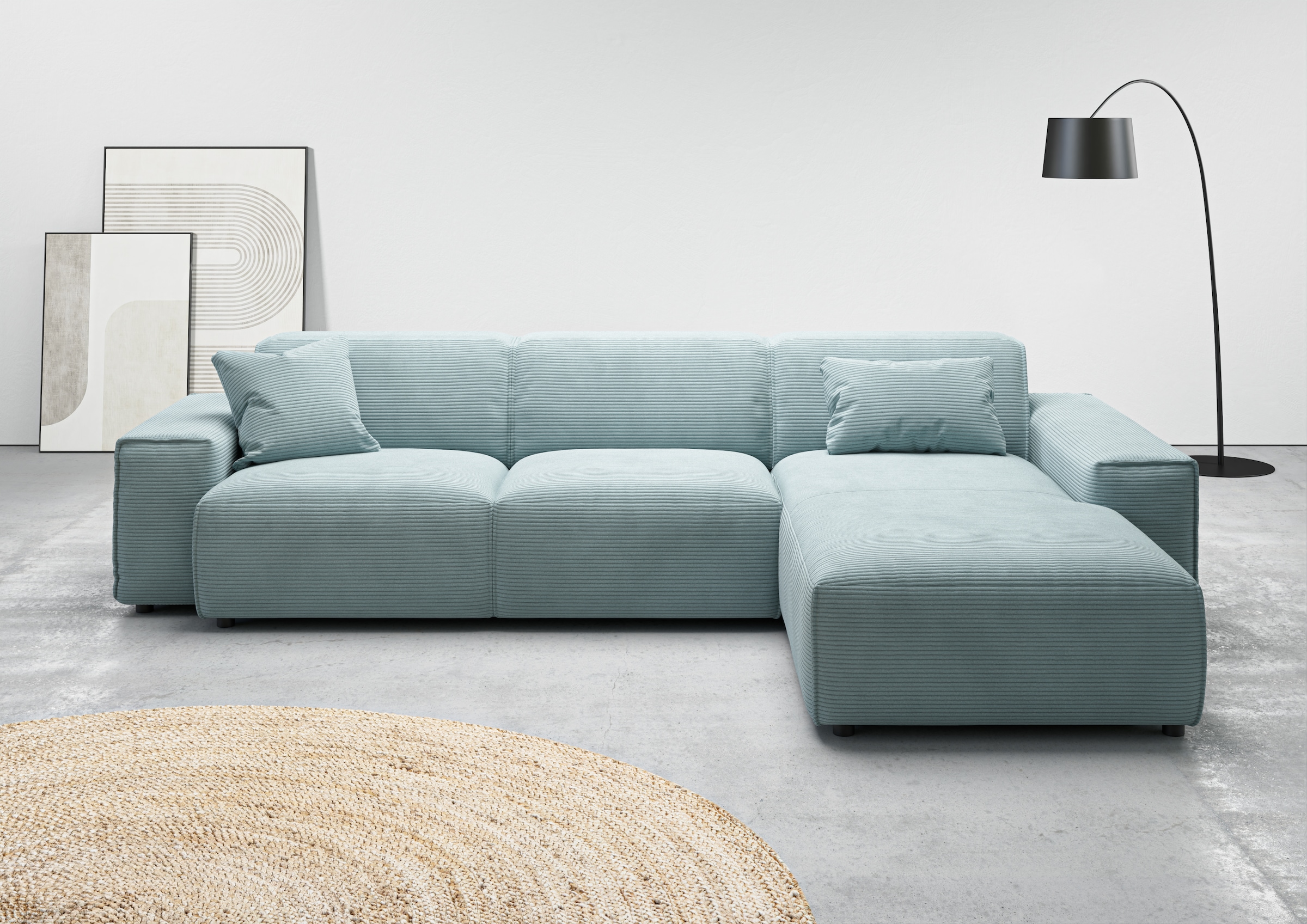 Home affaire Ecksofa "Glimminge auch in Breitcord, Feincord, Bouclé + Easy care-Bezug" L-Form, Breite 294, Zierkissen