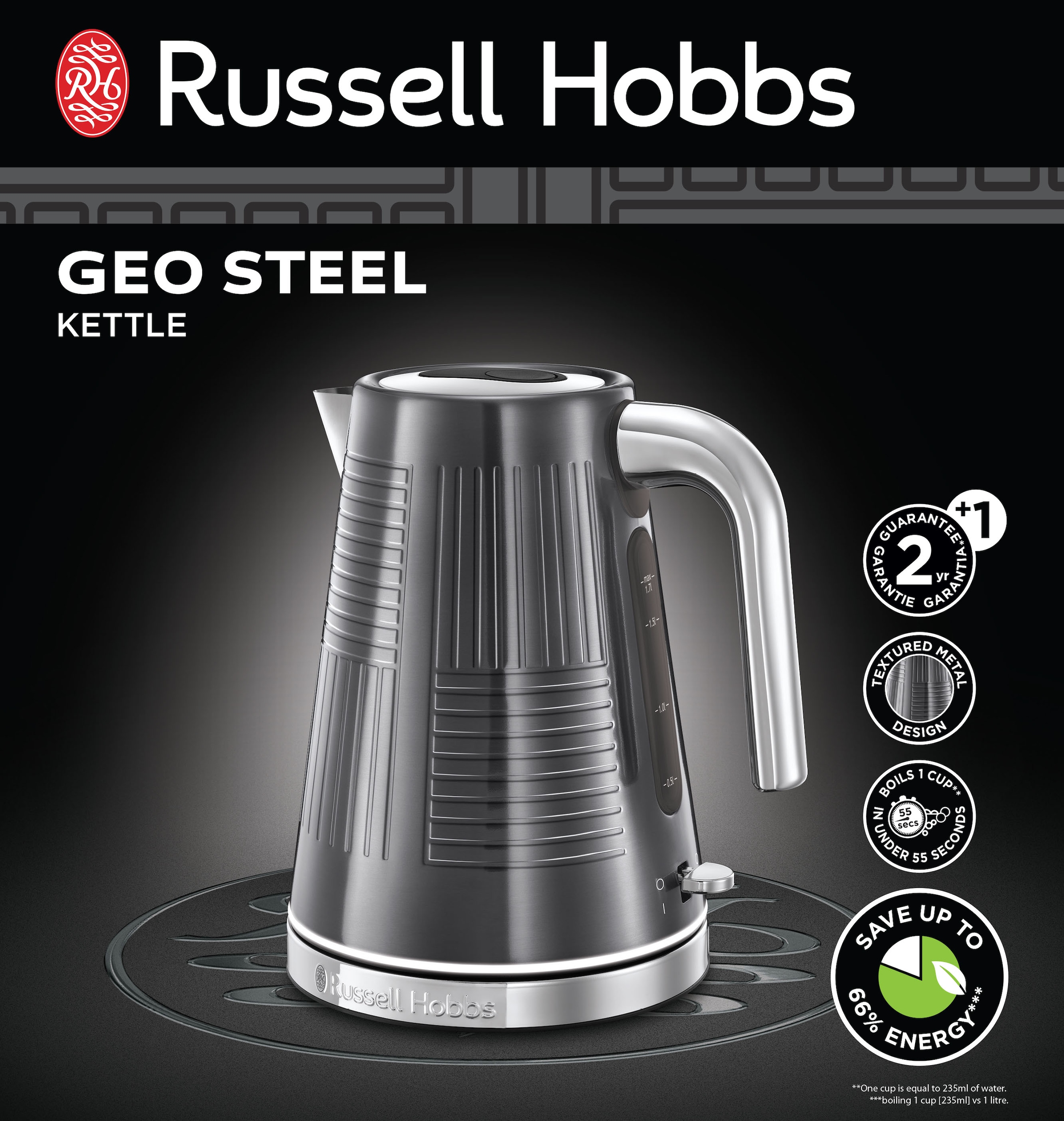 RUSSELL HOBBS Wasserkocher »Geo Steel 25240-70«, 1,7 l, 2400 W