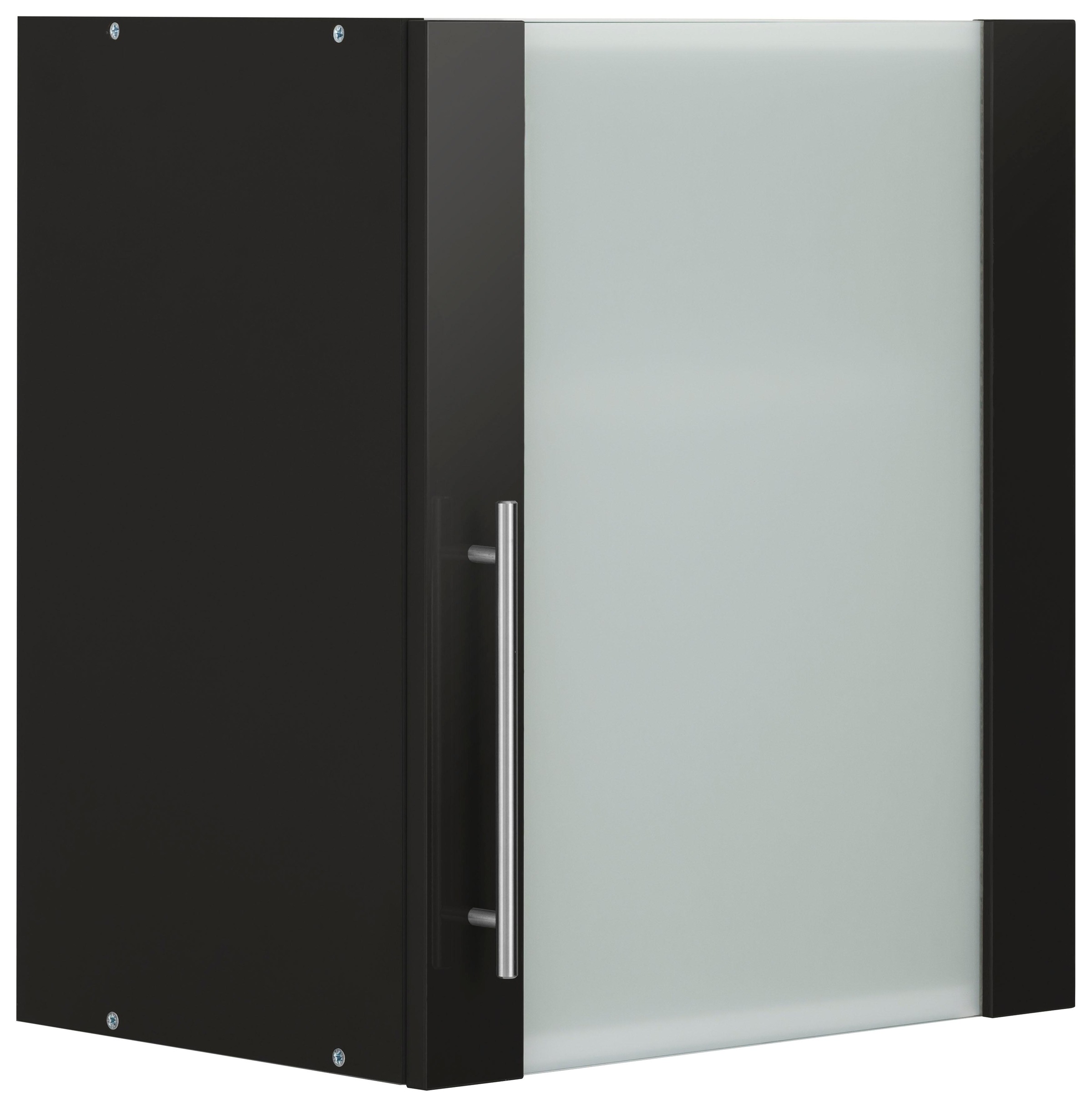 Glashängeschrank WIHO KÜCHEN, B:50cm H:56,5cm T:35cm, schwarz, Küche, Schränke, "Cali, TOPSELLER", Front mit Glaseinsatz