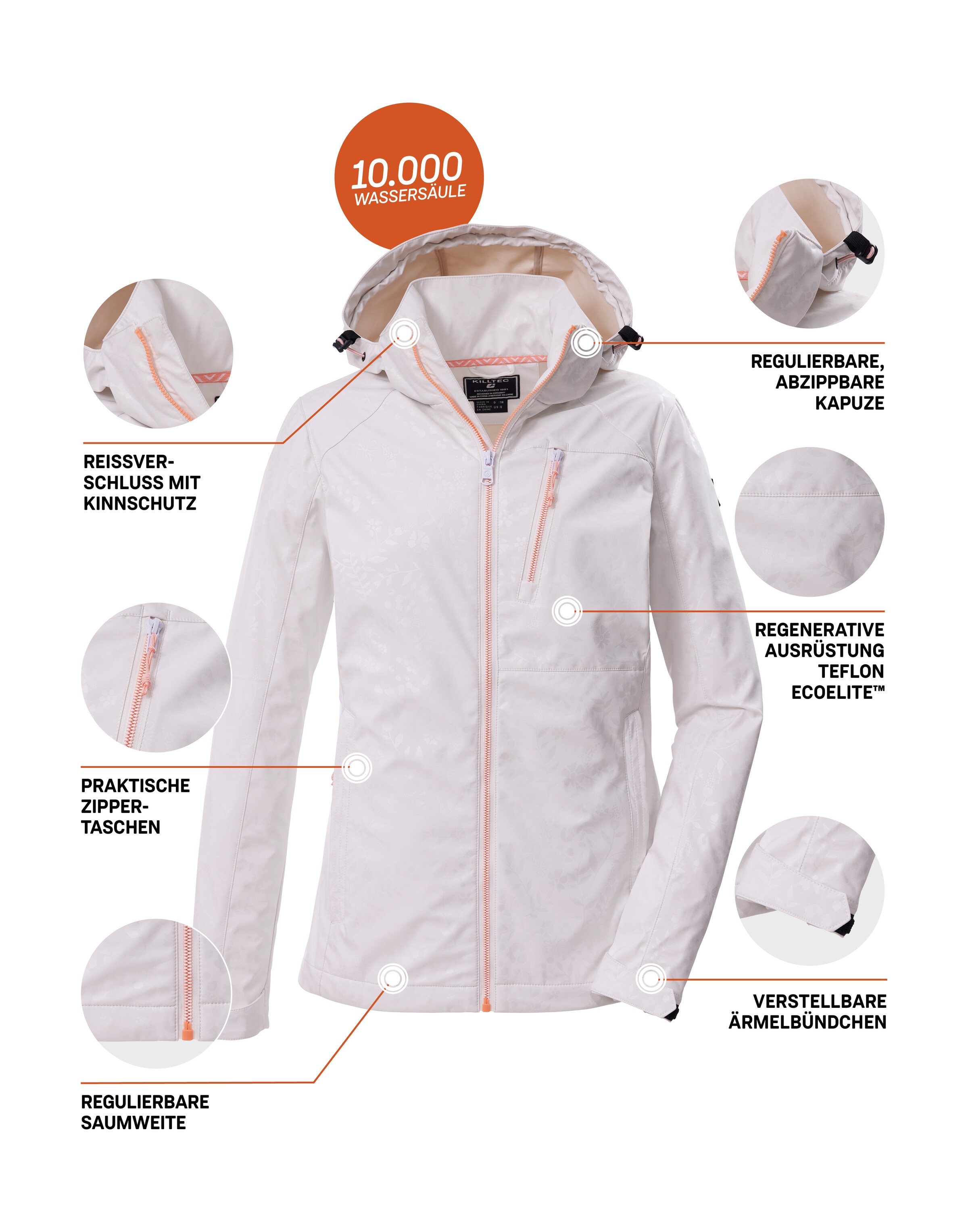 Killtec Softshelljacke »KOS 13 WMN SFTSHLL JCKT FLORAL« Wasserabweisende, winddichte Softshelljacke mit floralem Muster