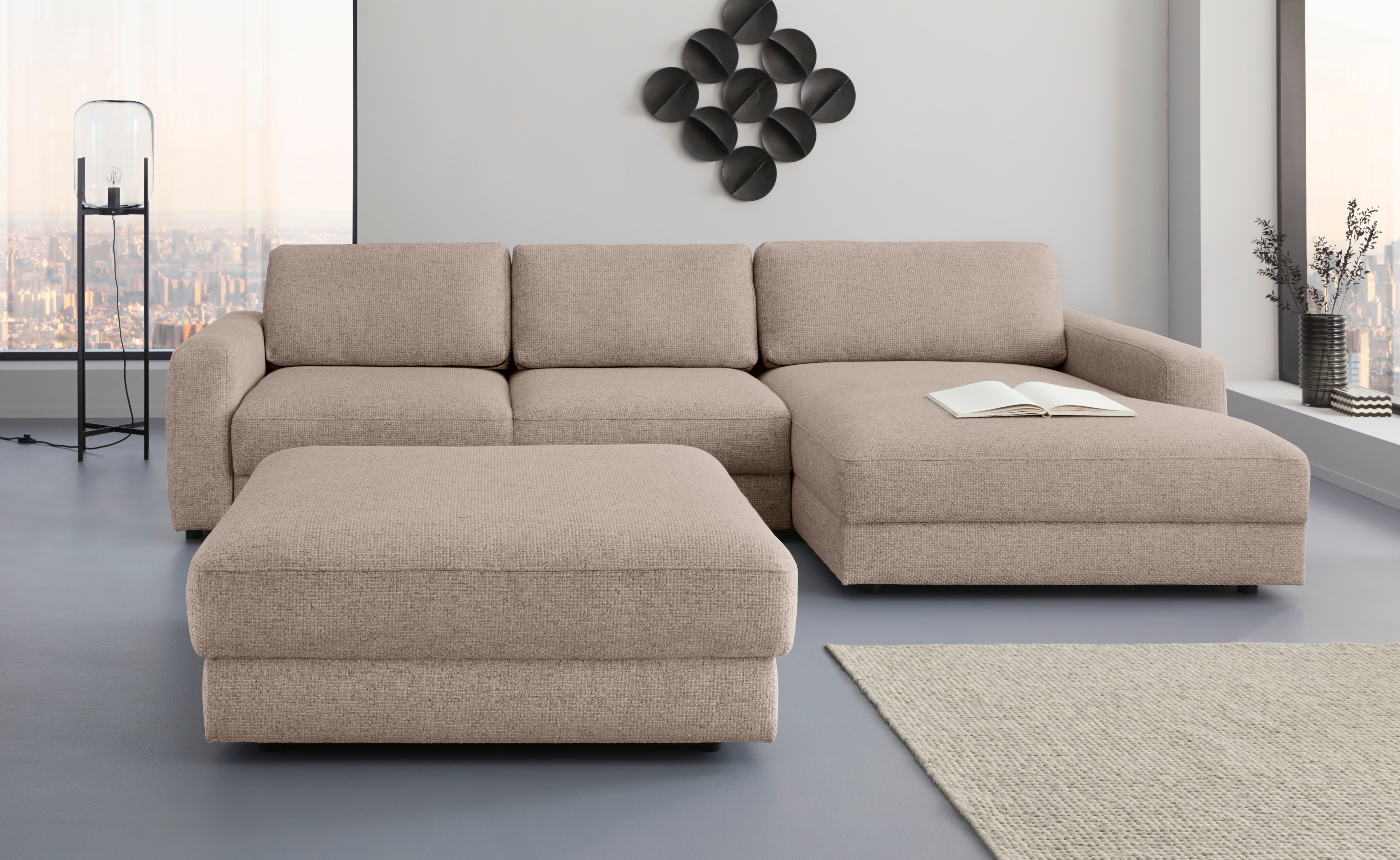 Home affaire Ecksofa "Bloomfield, bequem und elegant, Breite 303cm, L-Form" mit Bettfunktion und Bettkasten, Unser Dauertiefpreis