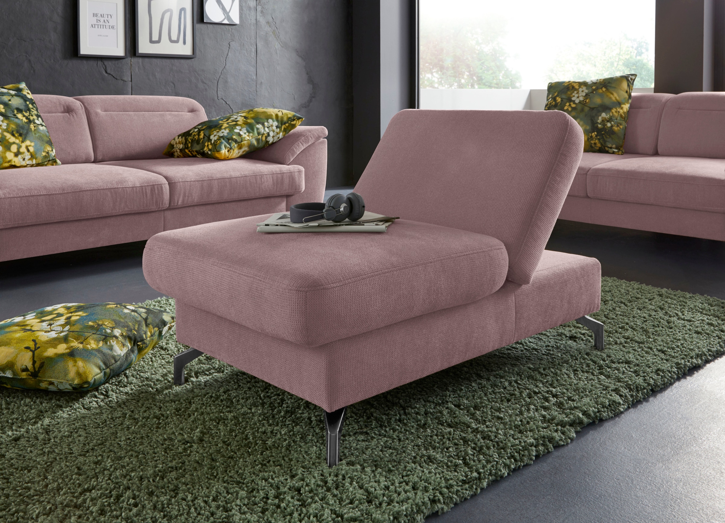 sit&more Hocker »Percy«, Fußhöhe 15cm, mit Klappfunktion, wahlweise in 2 Fußfarben