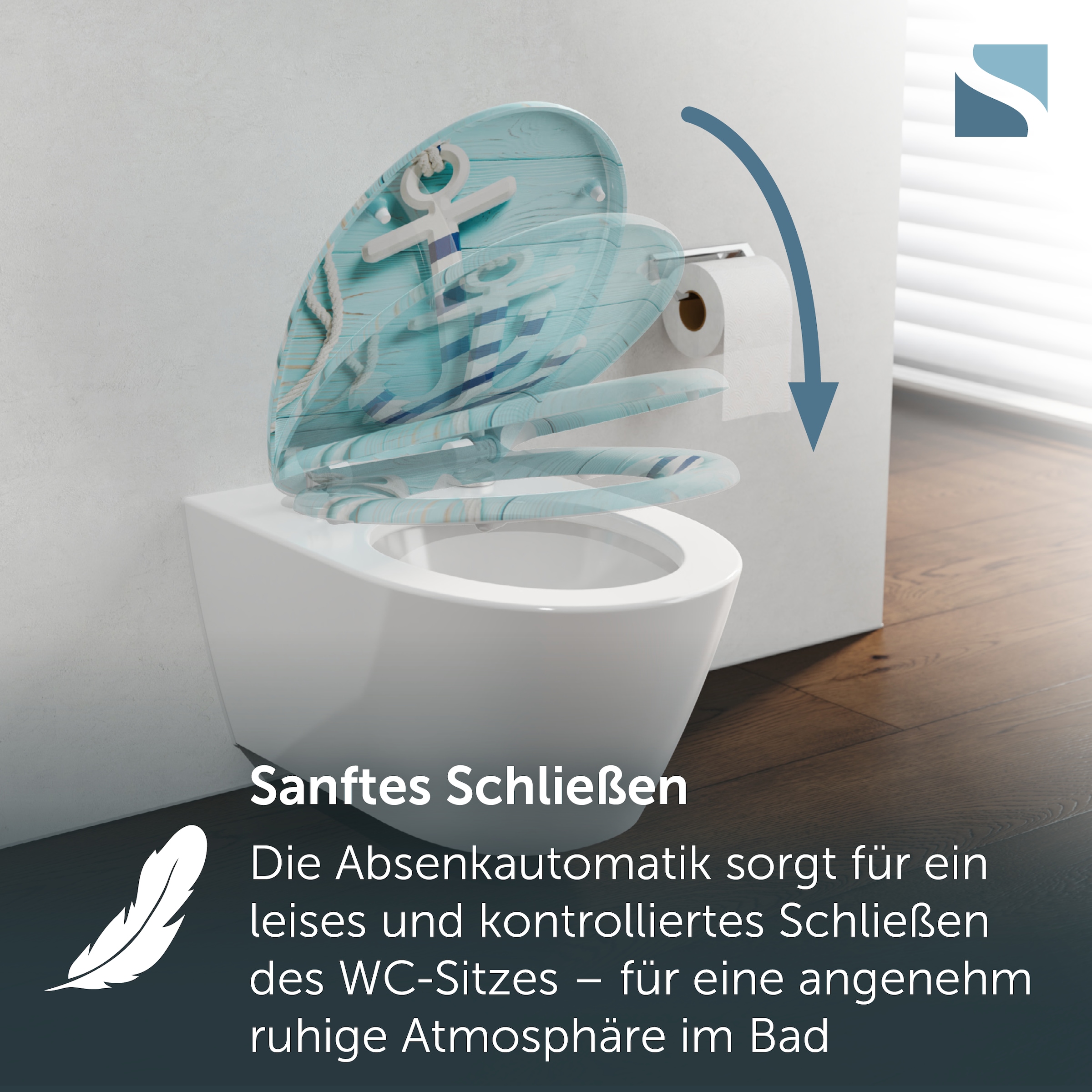 Schütte WC-Sitz »ANCHOR« Toilettendeckel, Absenkautomatik, Schnellverschluss, O-Form, bis 175kg