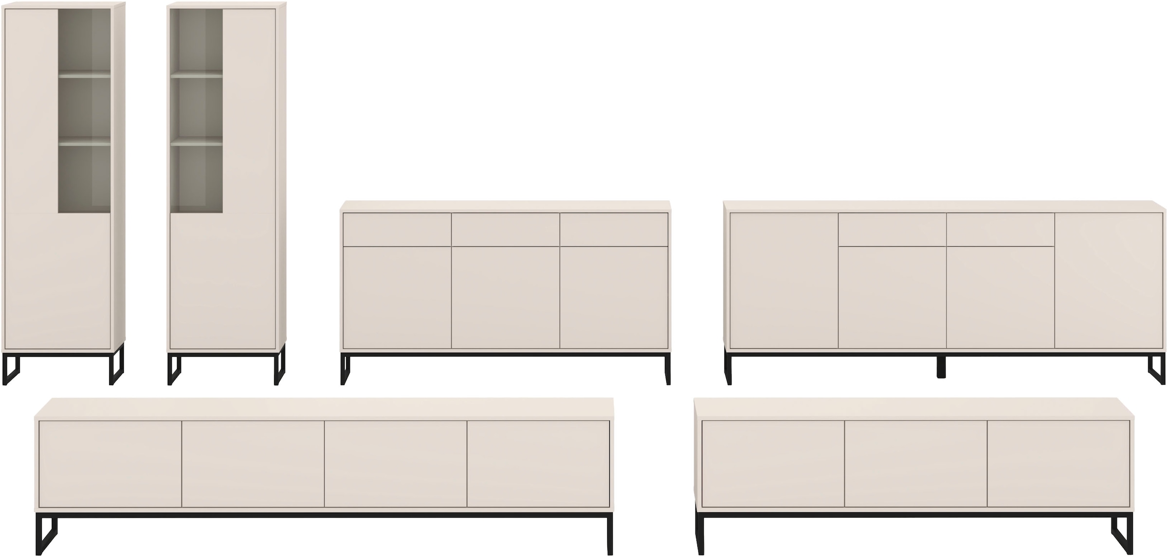OTTO home Sideboard »Olbia, Breite 157 cm, grifflose Kommode 3 Türen/3 Schubkästen.« Schubladenkommode mit viel Stauraum, Einlegeböden verstellbar