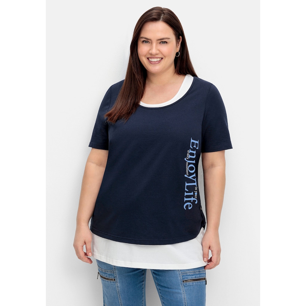 Sheego T-Shirt »Große Größen« mit Wordingprint und separatem Top