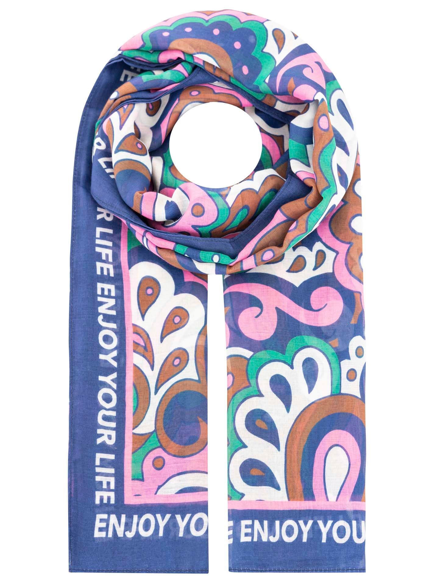 Zwillingsherz Schal ""Flower Paisley"" farbenfroh, transparent, mit Schrift günstig online kaufen