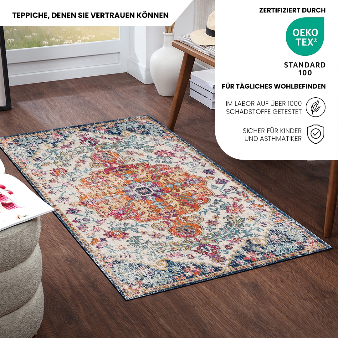 Livabliss Teppich »MUNICH«, rechteckig, 11 mm Höhe, Vintage Orientteppich, Kurzflor Boho Wohnzimmerteppich, Läufer