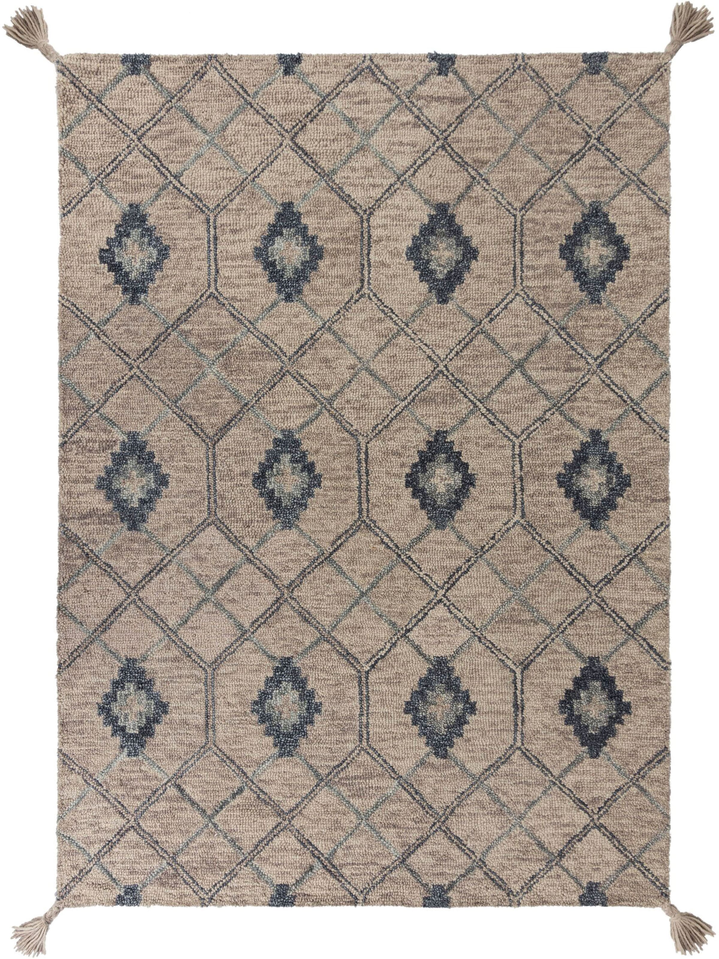 FLAIR RUGS Wollteppich "Diego aus 100% Wolle, mit Quasten" rechteckig 40 mm günstig online kaufen
