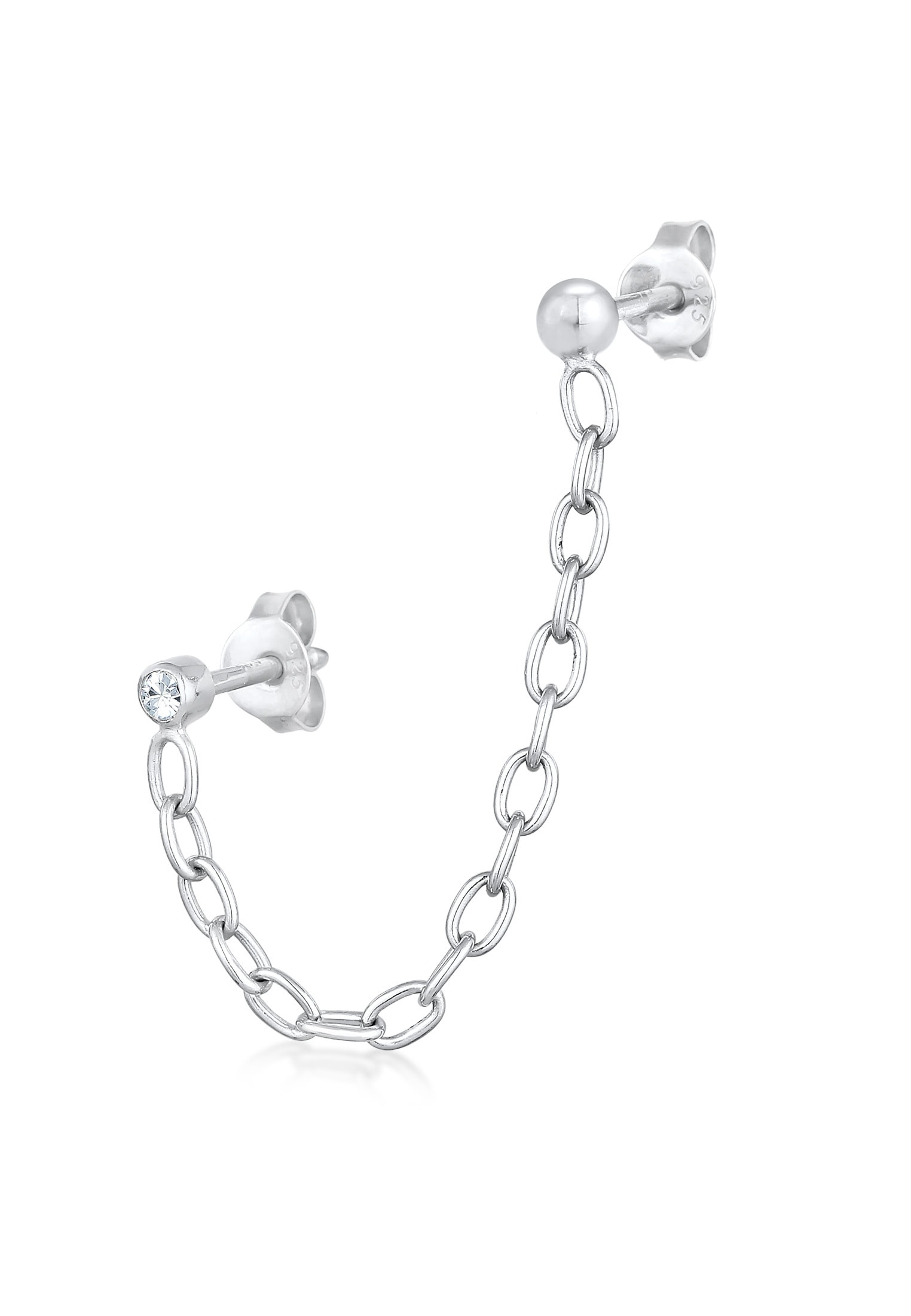 "Paar Ohrstecker ELLI ""Ohrringe Kette Piercing 925 Silber, mit Kristallen von Swarovski"" Gr. 3, silber, Ohrringe, Damen, 3, Silber 925