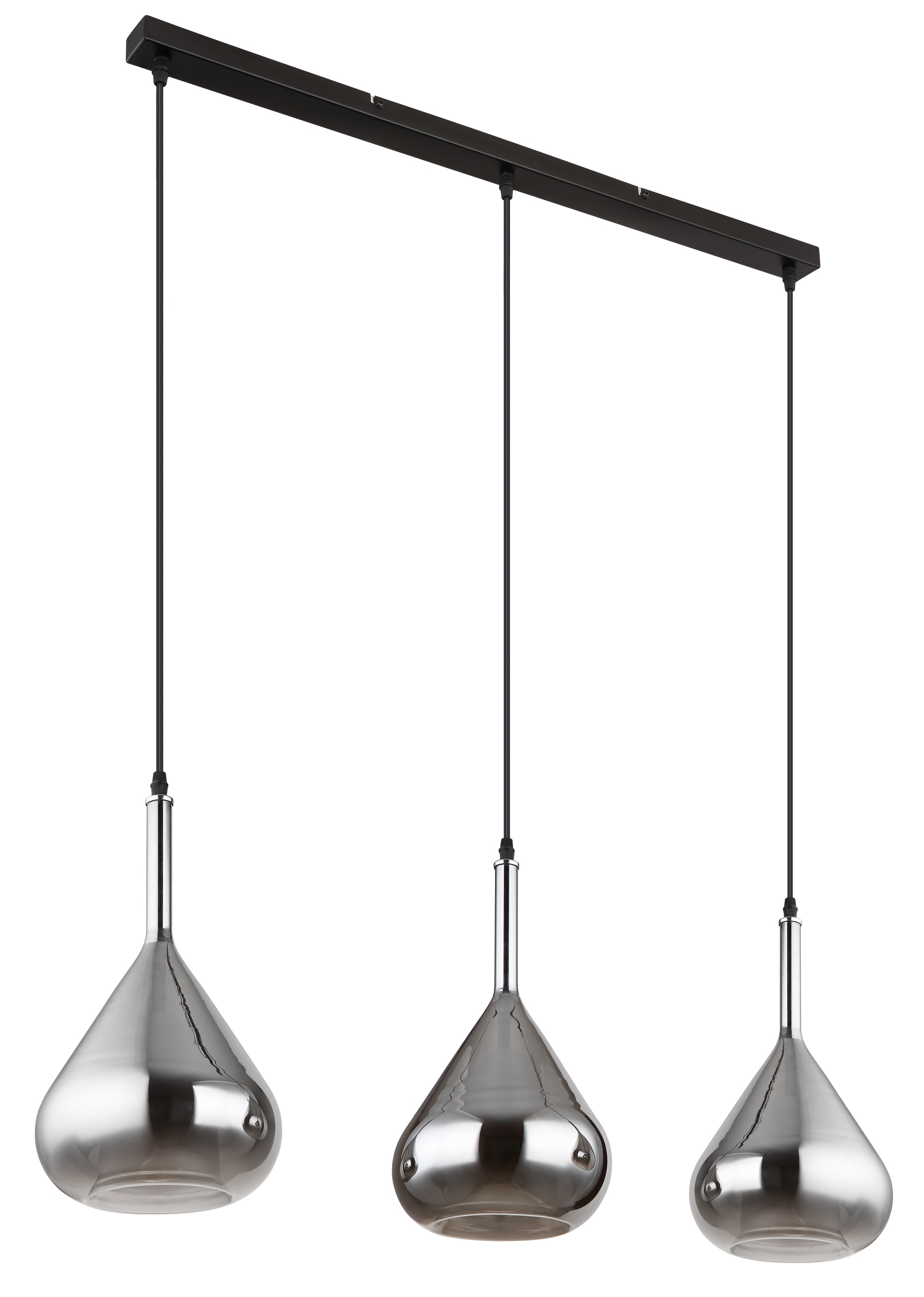 GLOBO LIGHTING Hängeleuchte "GEEKY", schwarz matt, 3, H: 140cm, 1 Stk., Leuchten, Hängeleuchte Schwarz, Rauchglas, höhenkürzbar, E27, Hängeleuchte 2
