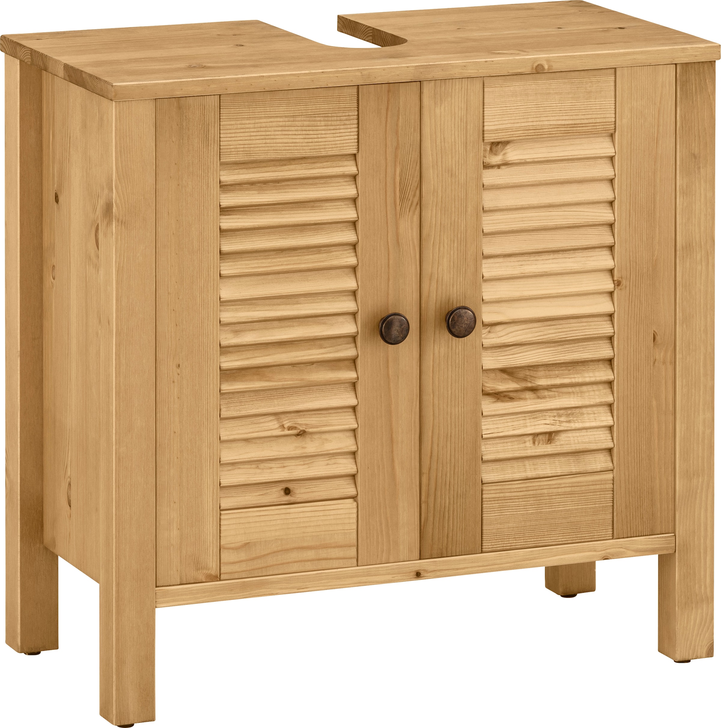 OTTO home Waschbeckenunterschrank "Ayanna" aus Massivholz, FSC, Lamellenfront, Höhe 57 cm, Breite 59 cm