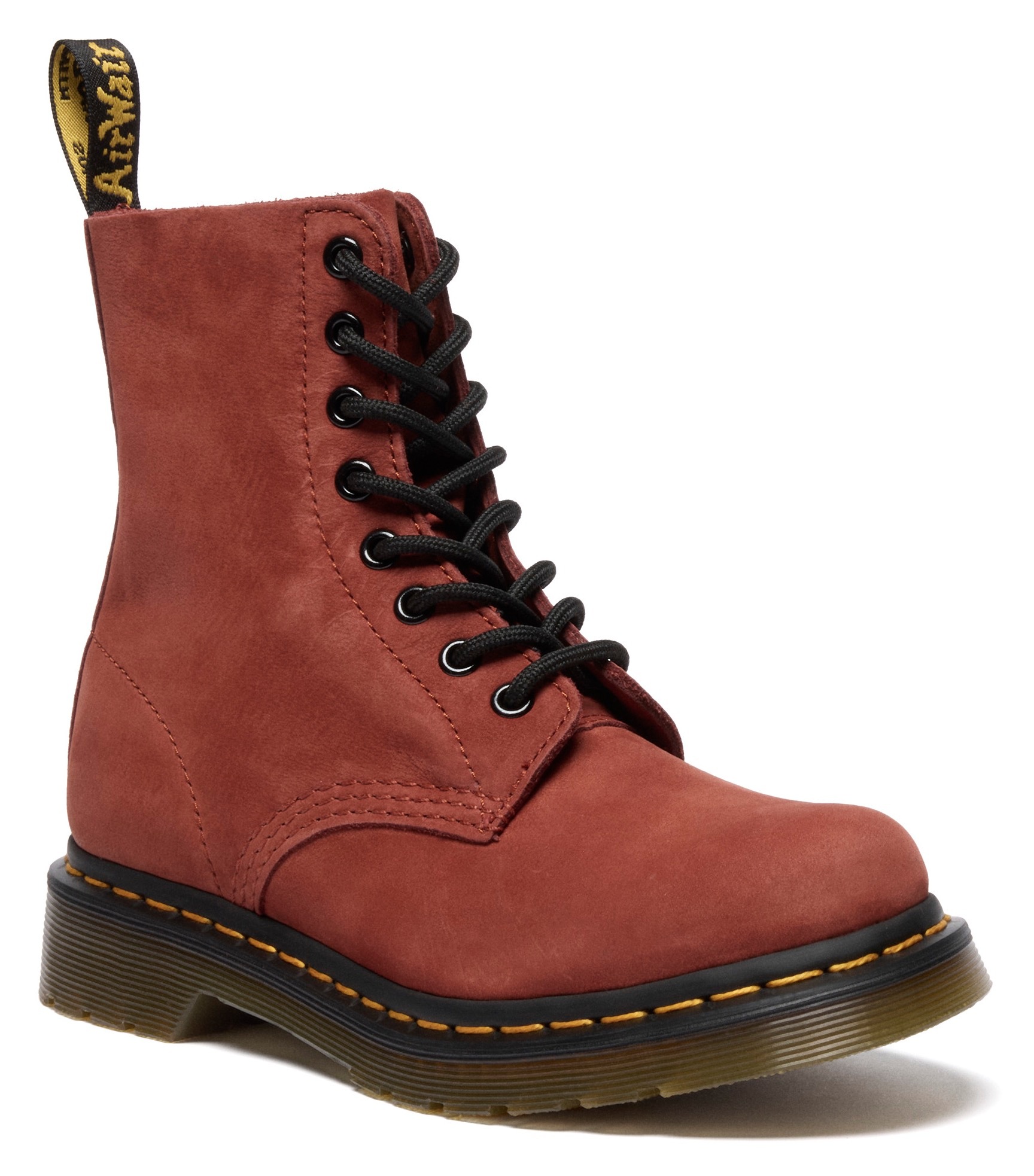 DR. MARTENS Schnürboots »1460 Pascal 8 Eye Boot«, Festival, Blockabsatz, Schnürboots mit gelber Rahmennaht