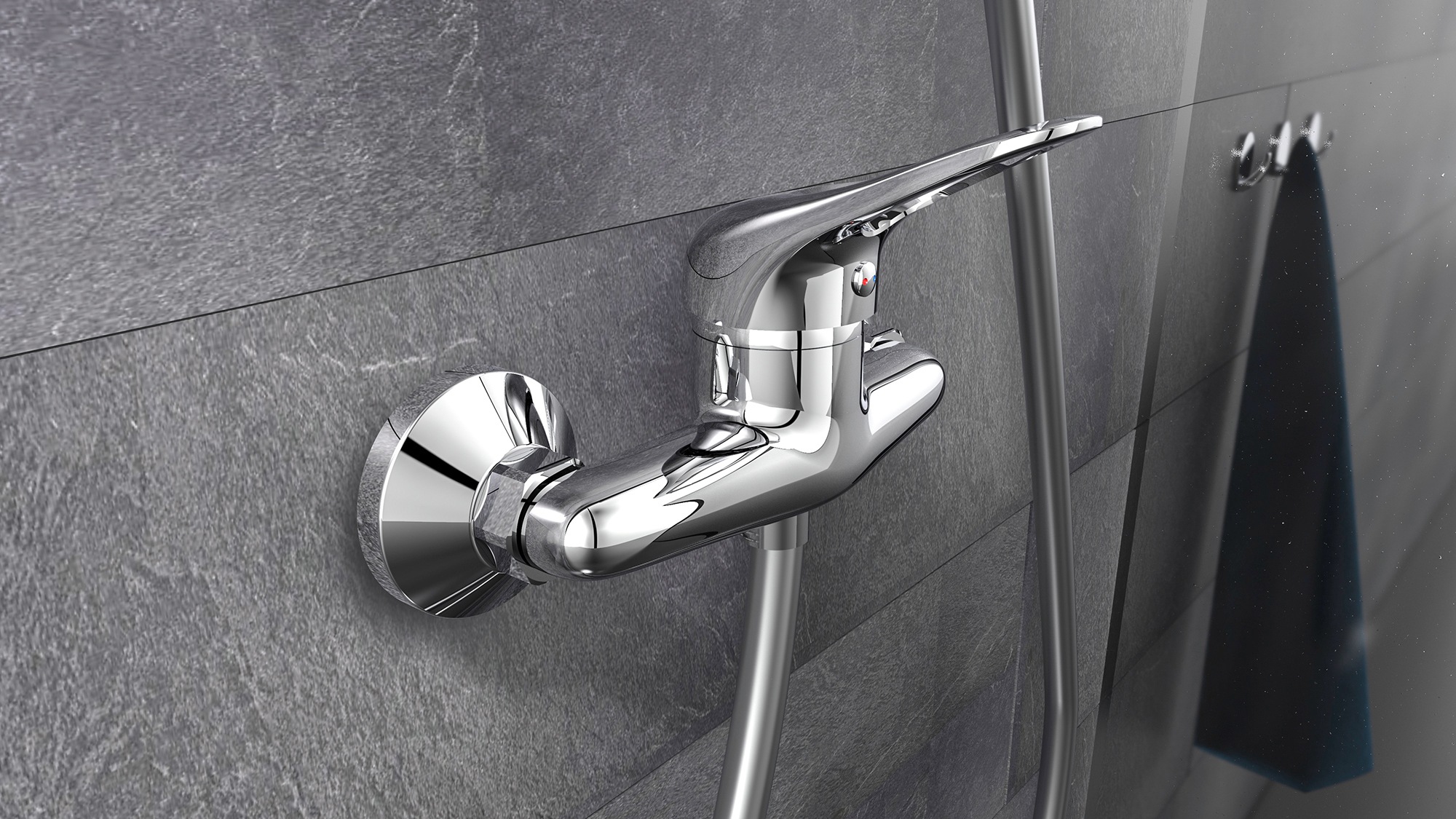 Schütte Duscharmatur "Porto" Wasserhahn Bad, Mischbatterie Dusche in Chrom