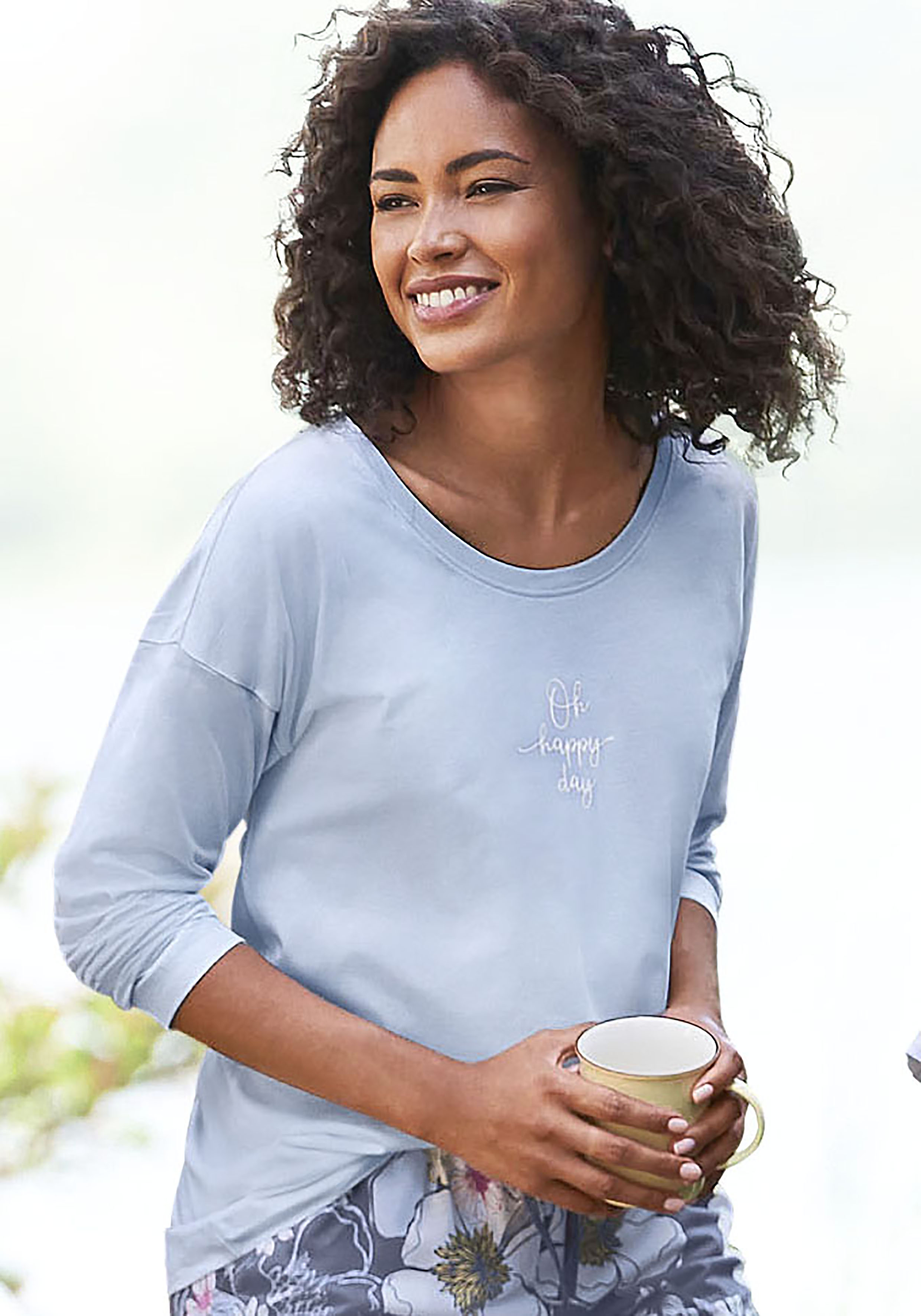 Vivance Dreams by Lascana Pyjamaoberteil mit Sommer-Statementdruck